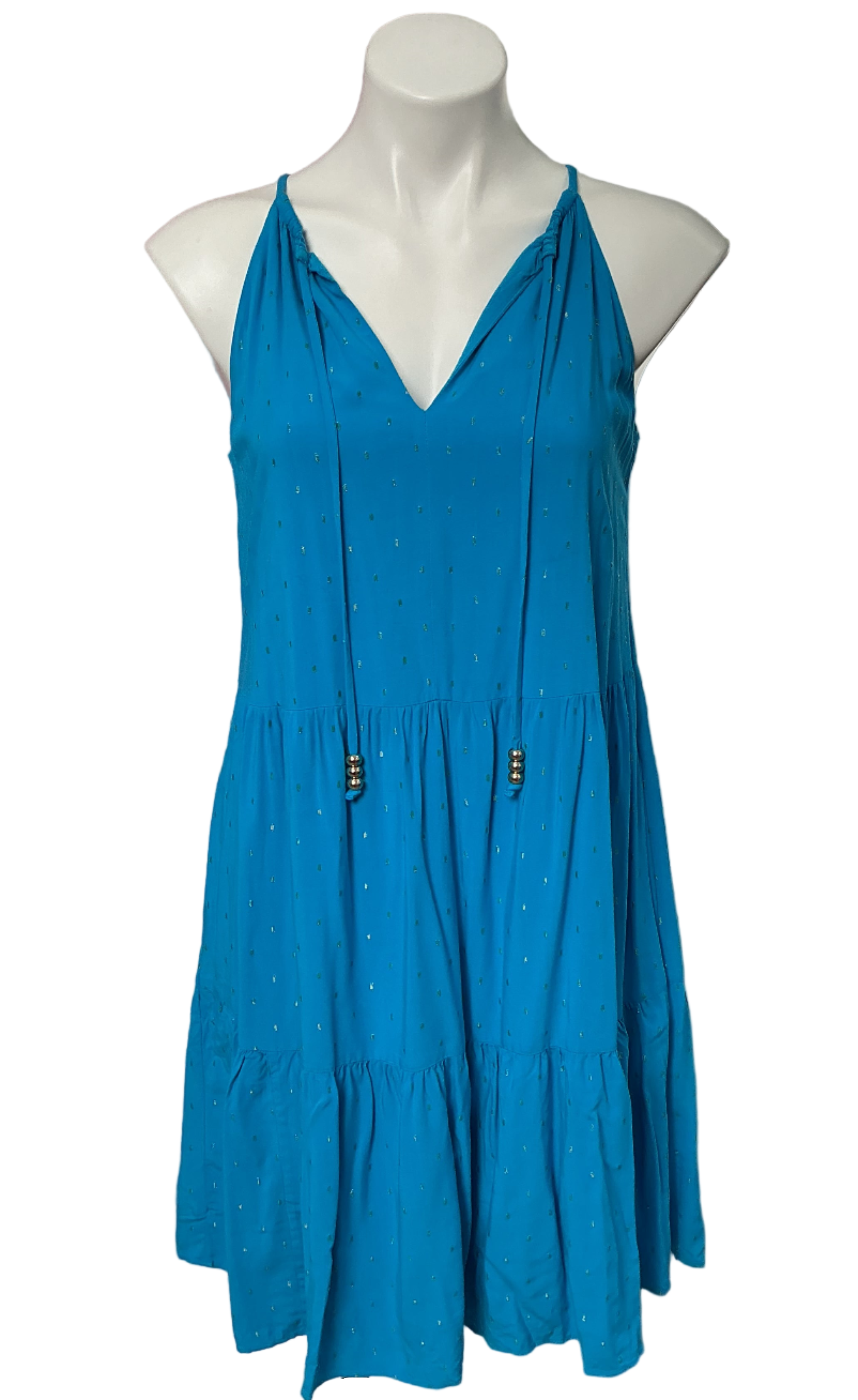 Lilly Pulitzer Litia Swing Dress - Formentera Turquoise Metallic Clip Dot - Size XS