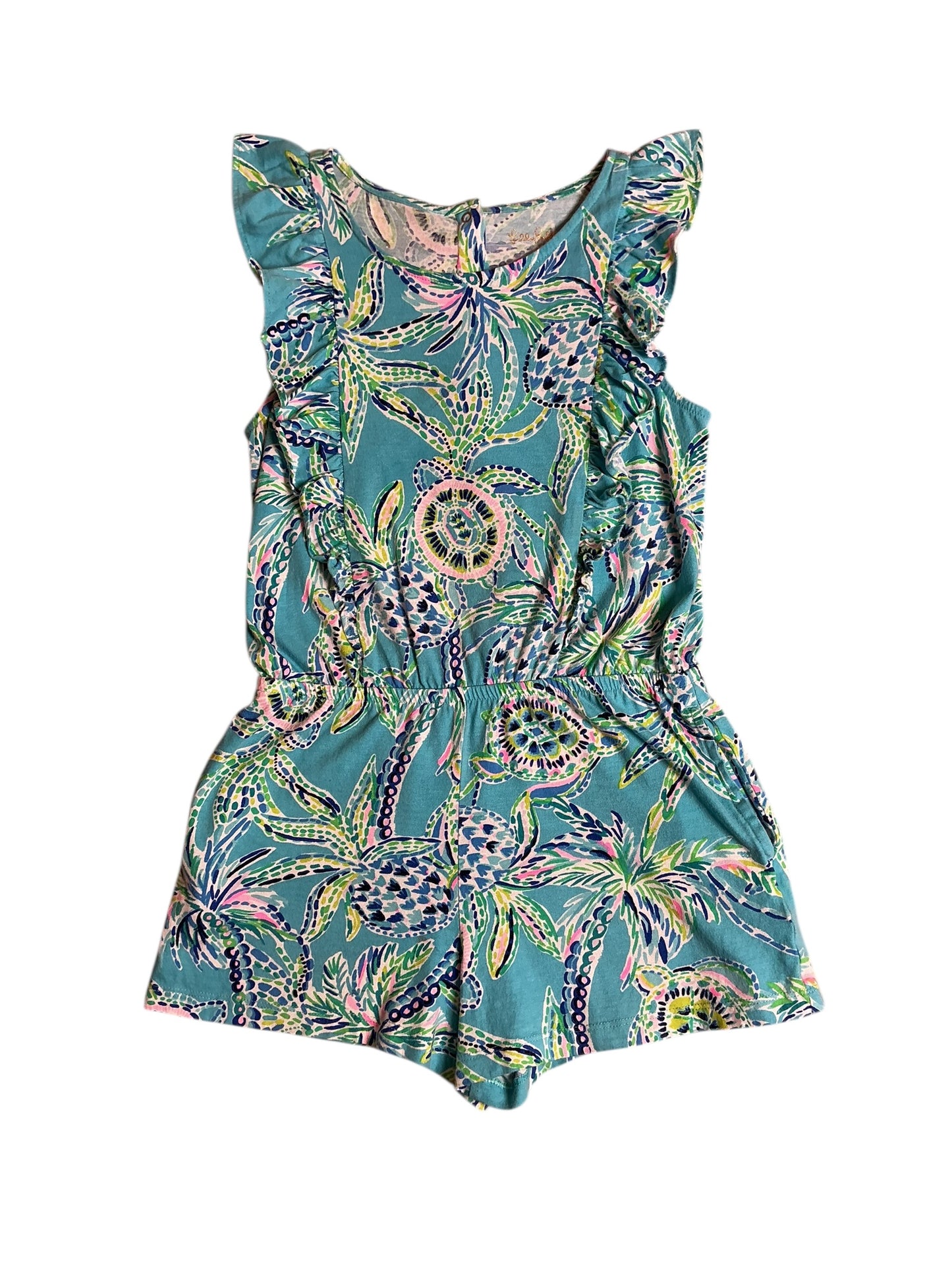 Lilly Pulitzer Girls Romper - Turquoise Blue - Size L