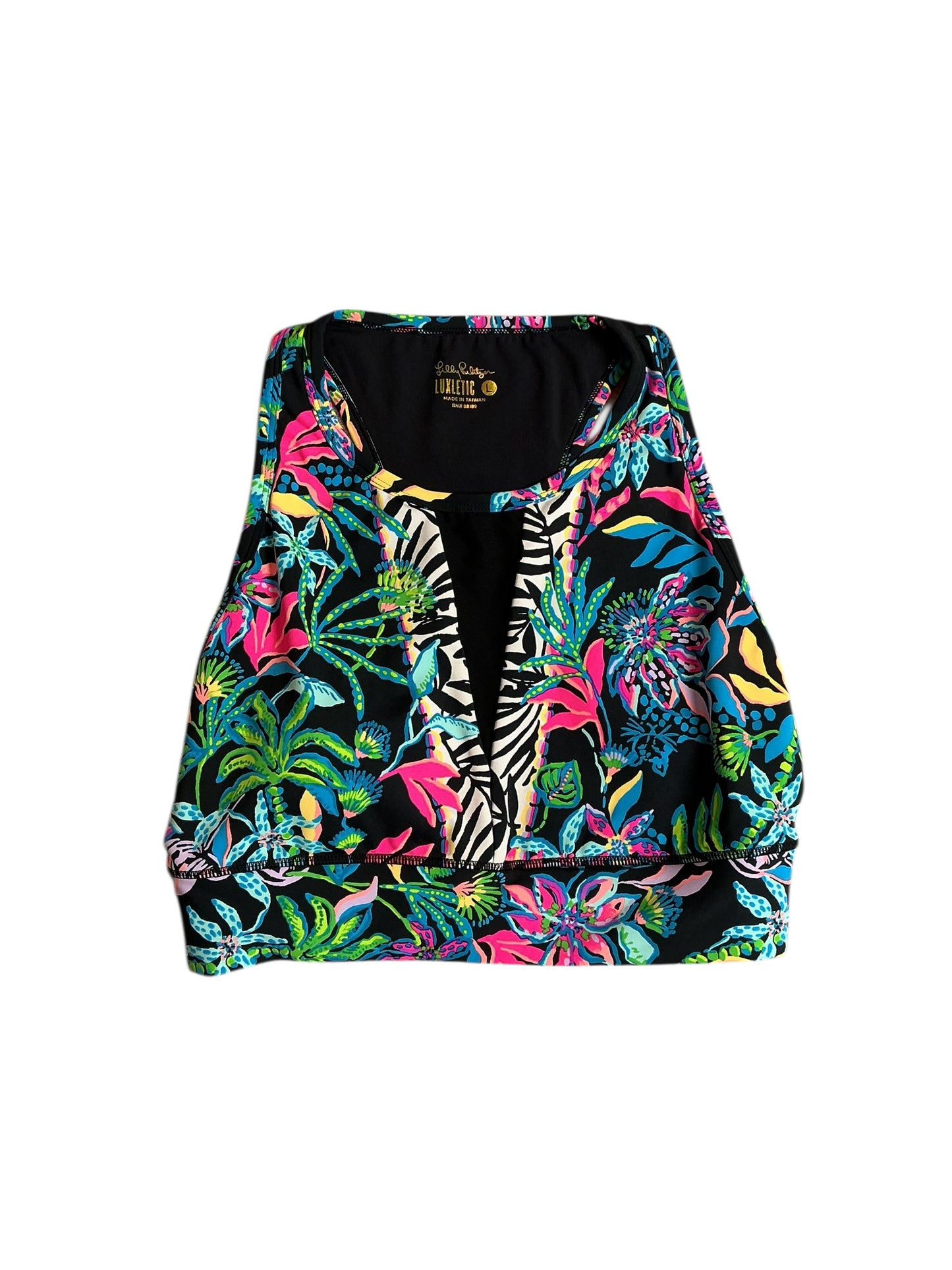 Lilly Pulitzer Somerset Sports Bra - Onyx Paradise Glow Engineer - Size L