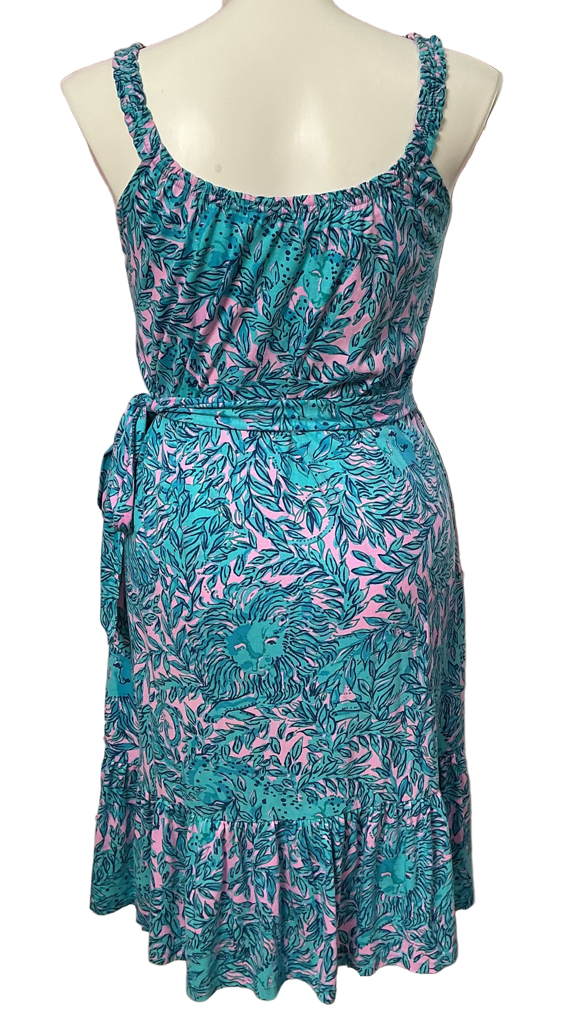 Lilly Pulitzer Collins Tank Midi Dress with Sash - Bermuda Blue You Grow Girl - Size M