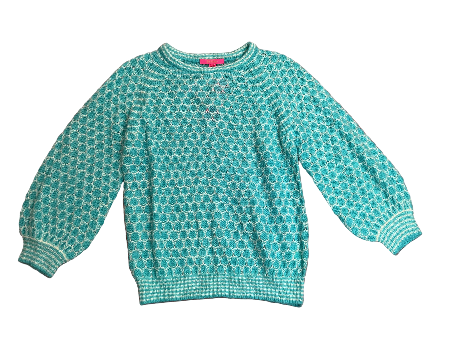 Lilly Pulitzer NWT Corabelle Sweater Turquoise Shore Honeycomb - Size L