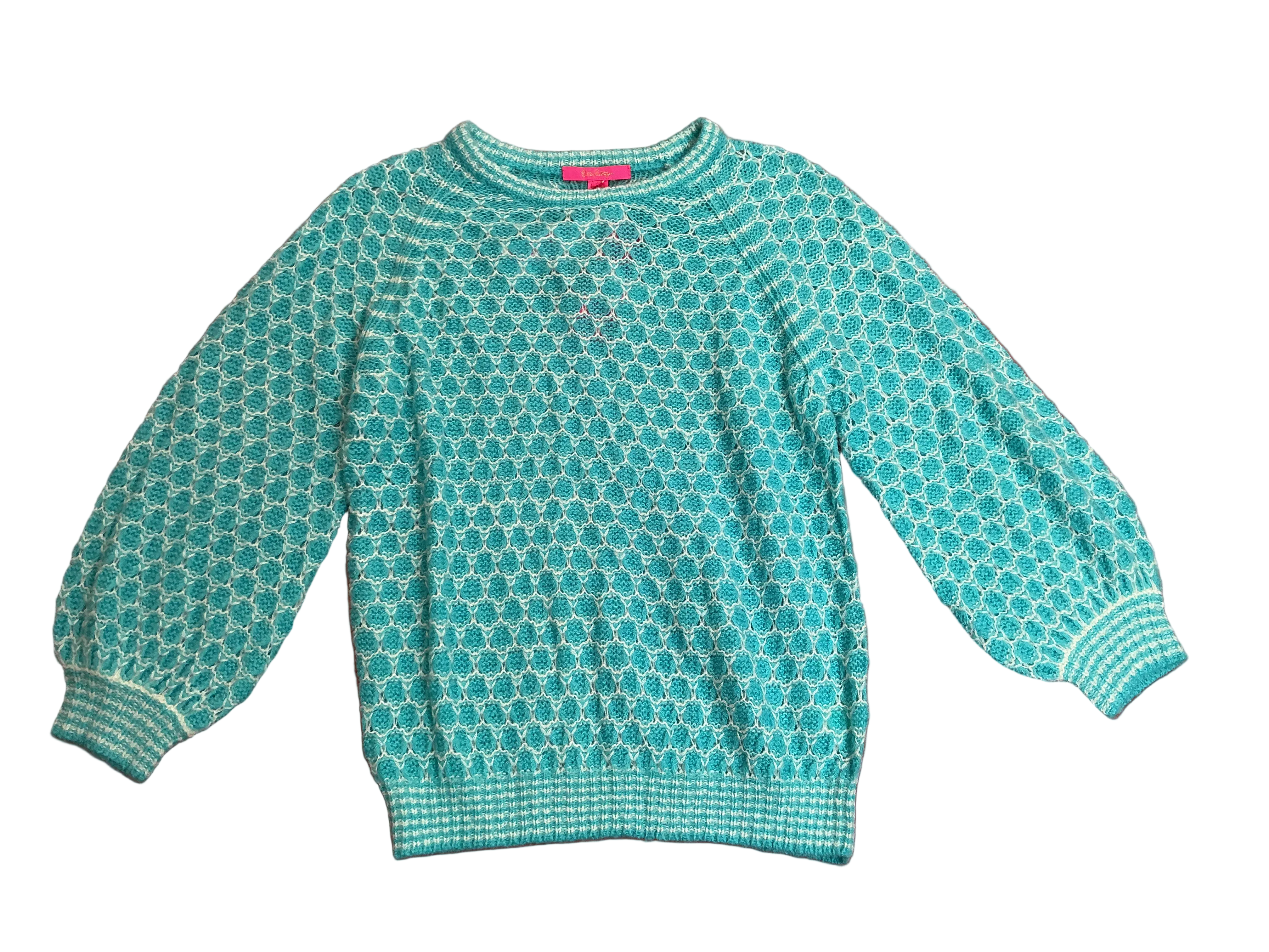 Lilly Pulitzer NWT Corabelle Sweater Turquoise Shore Honeycomb - Size L