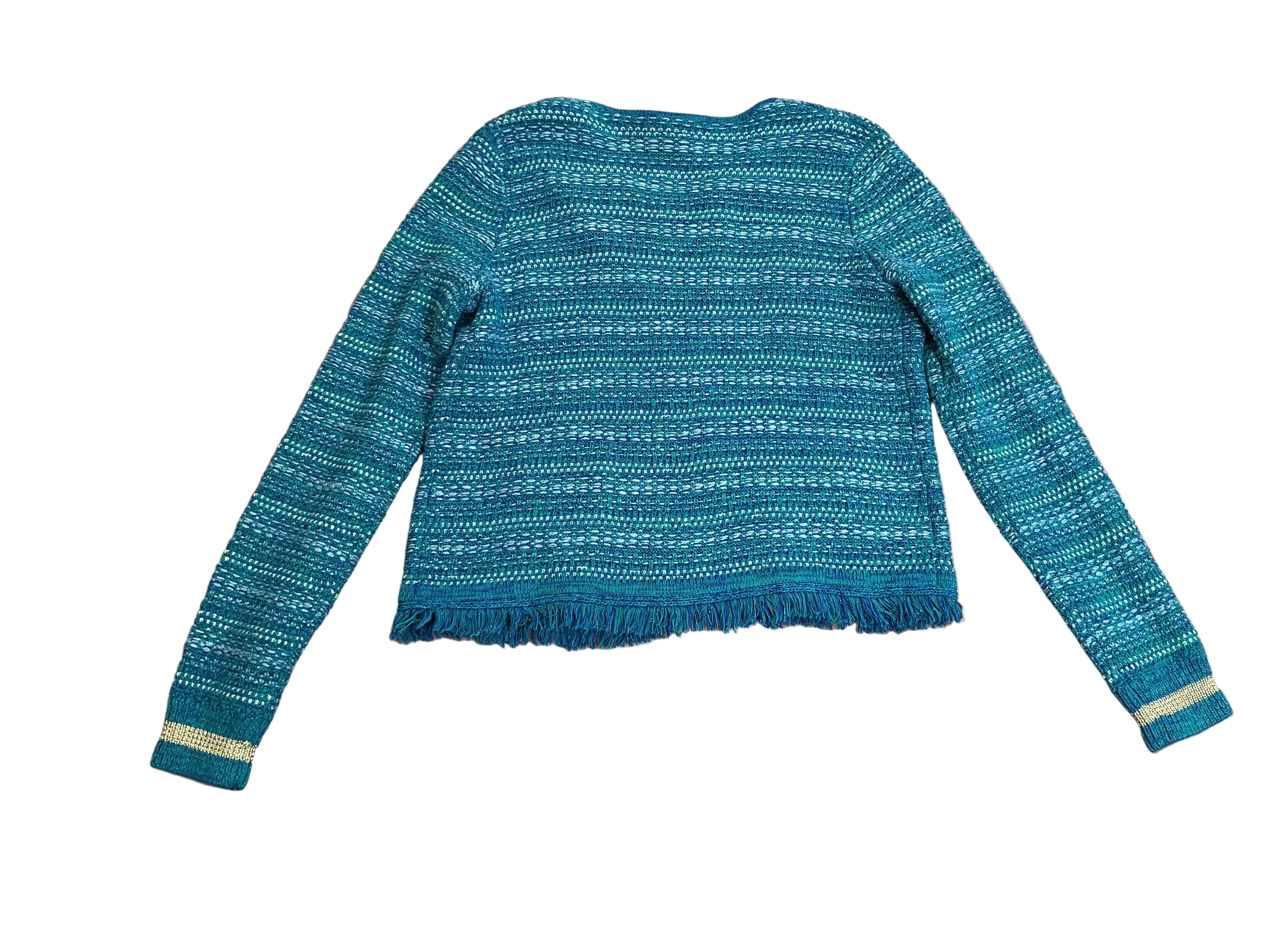 Lilly Pulitzer NWT Beckington Cardigan Blue Grotto Metallic Weed - Size M