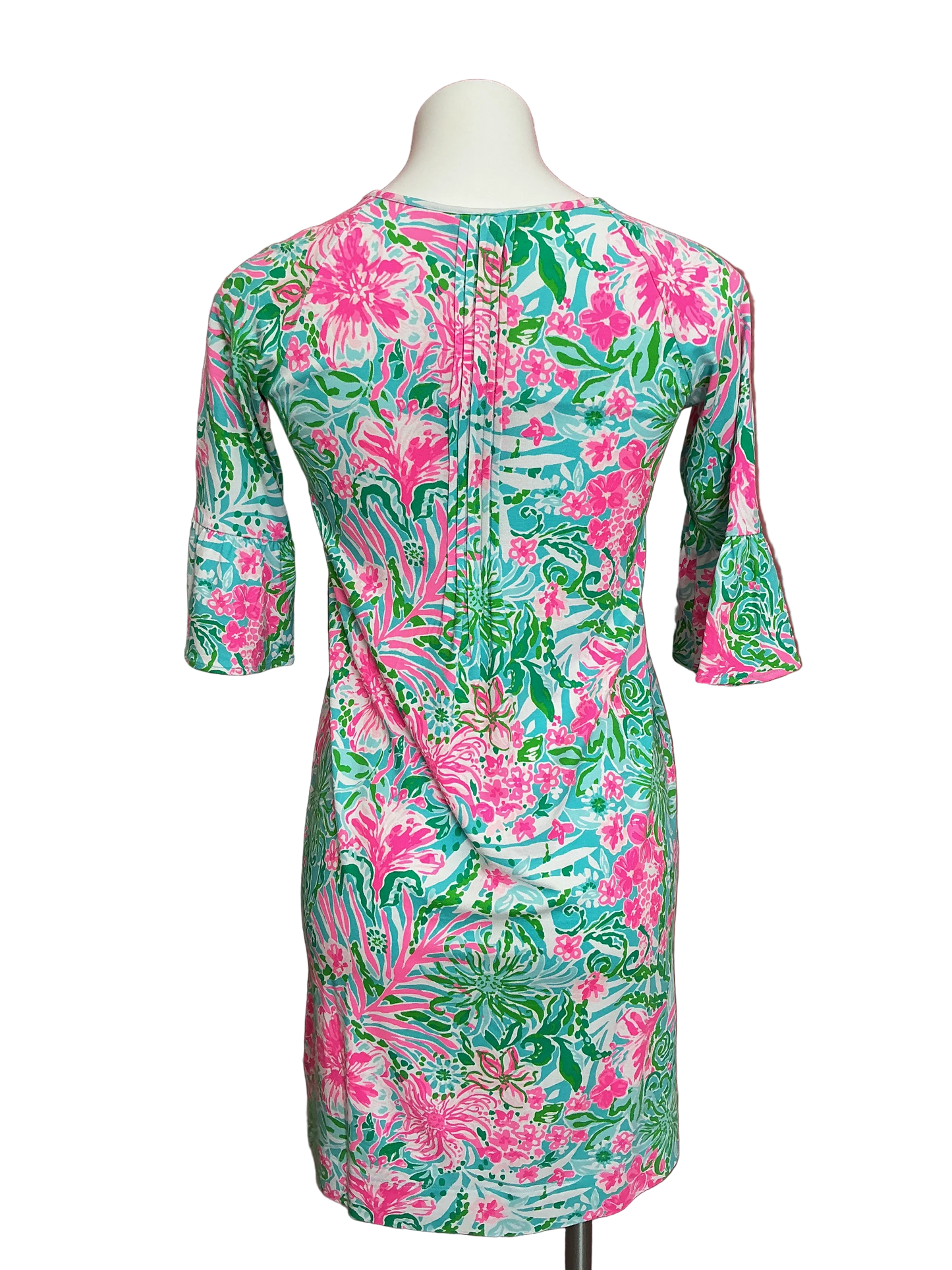 Lilly Pulitzer NWT Krysta 3/4 Sleeve Dress Amalfi Blue Leaf It Wild - Size XXS