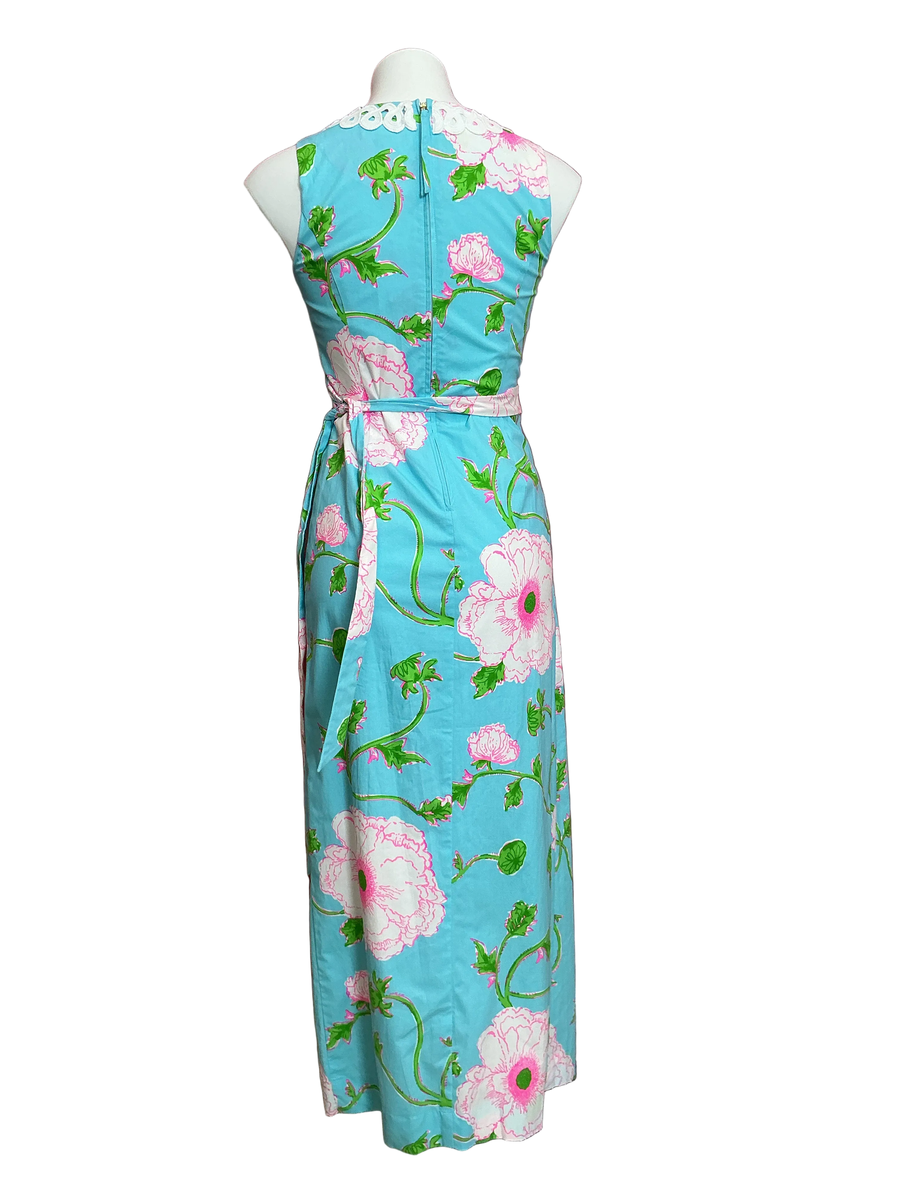 Lilly Pulitzer NWT Fresia Stretch Maxi Shift Dress Fresh Water Blue Bursting Blooms Engine - Size 00