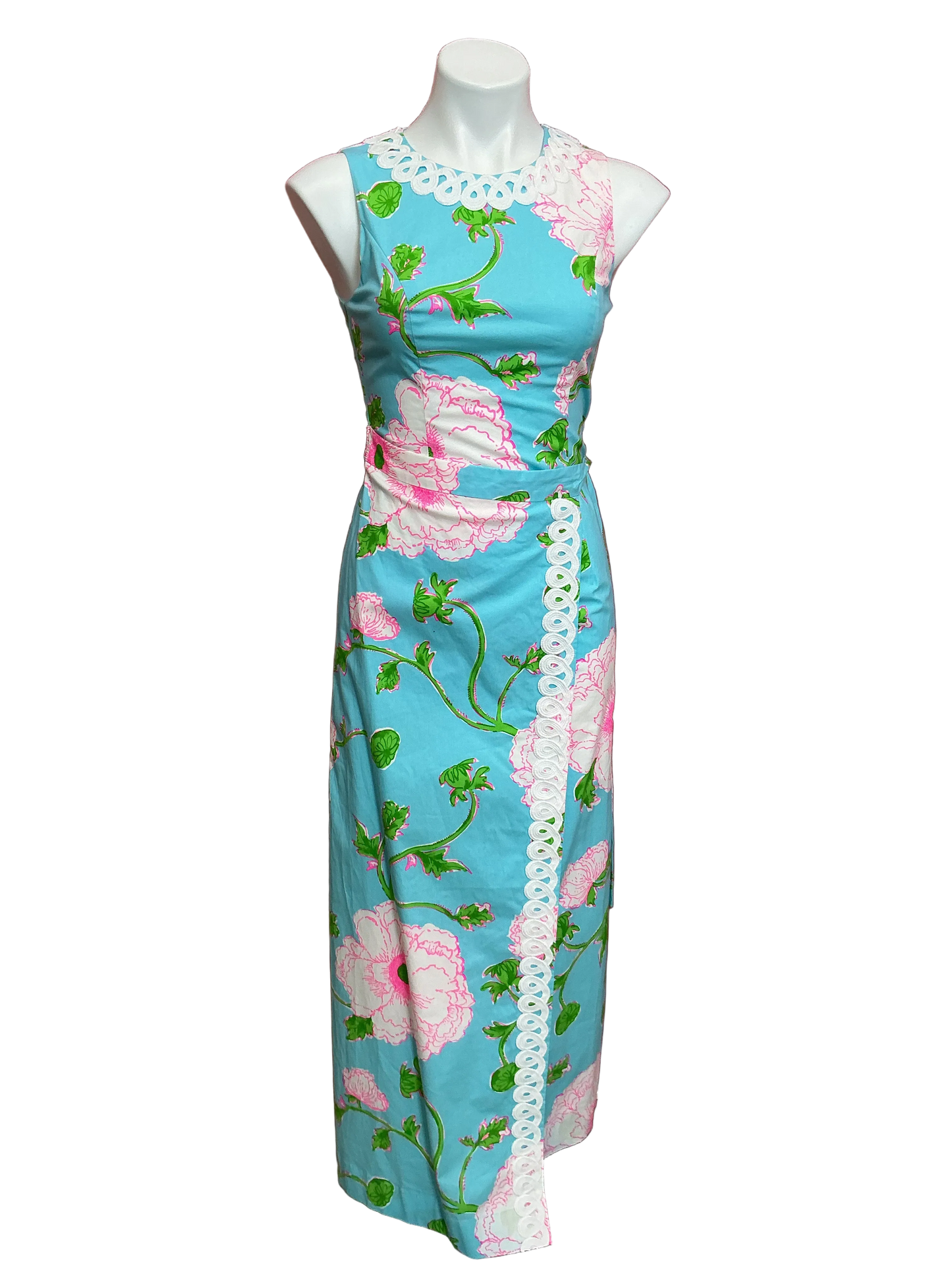Lilly Pulitzer NWT Fresia Stretch Maxi Shift Dress Fresh Water Blue Bursting Blooms Engine - Size 00