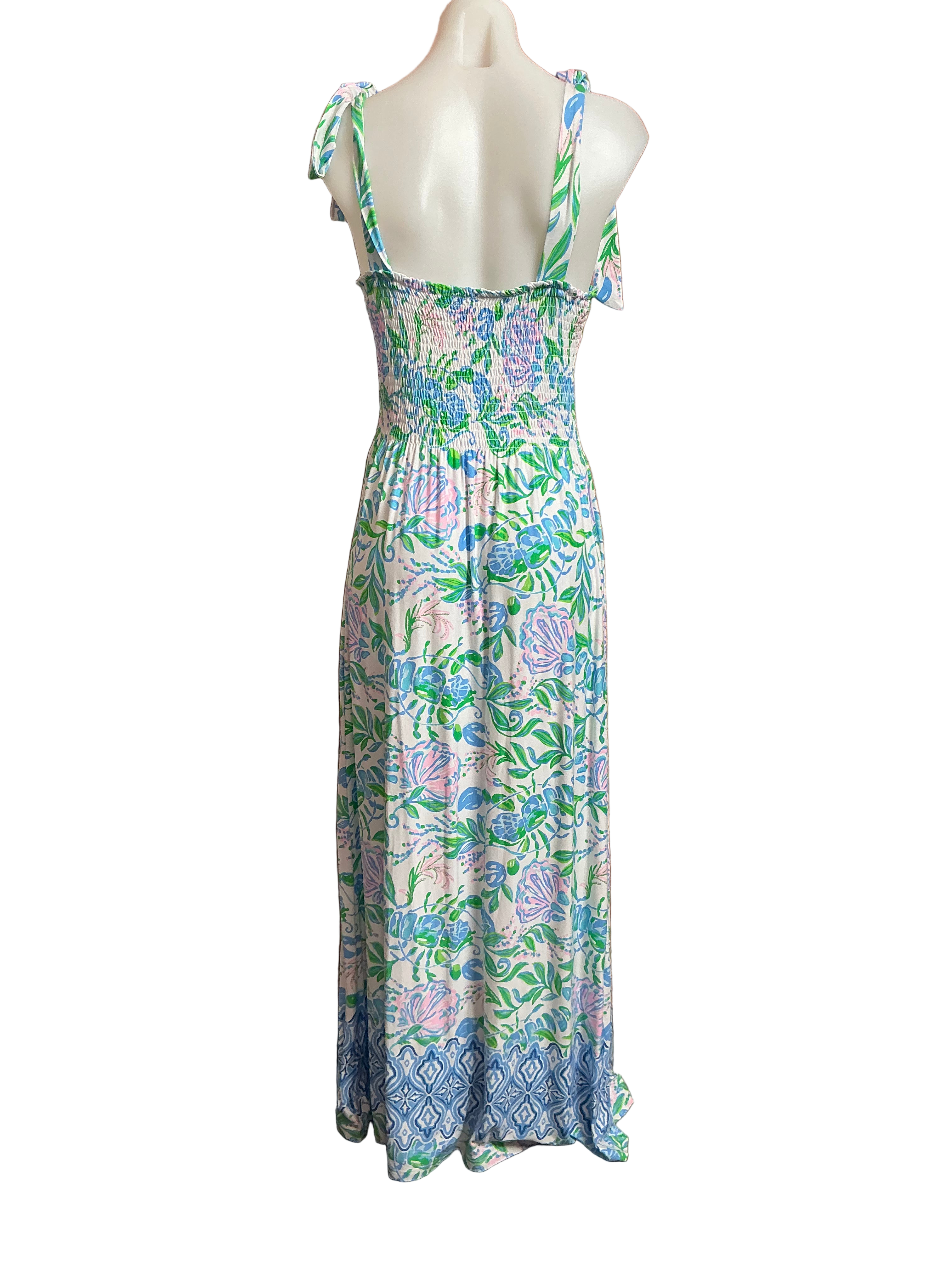 Lilly Pulitzer NWT Kailua Smocked Maxi Dress Resort White Just A Pinch Engineere - Size M