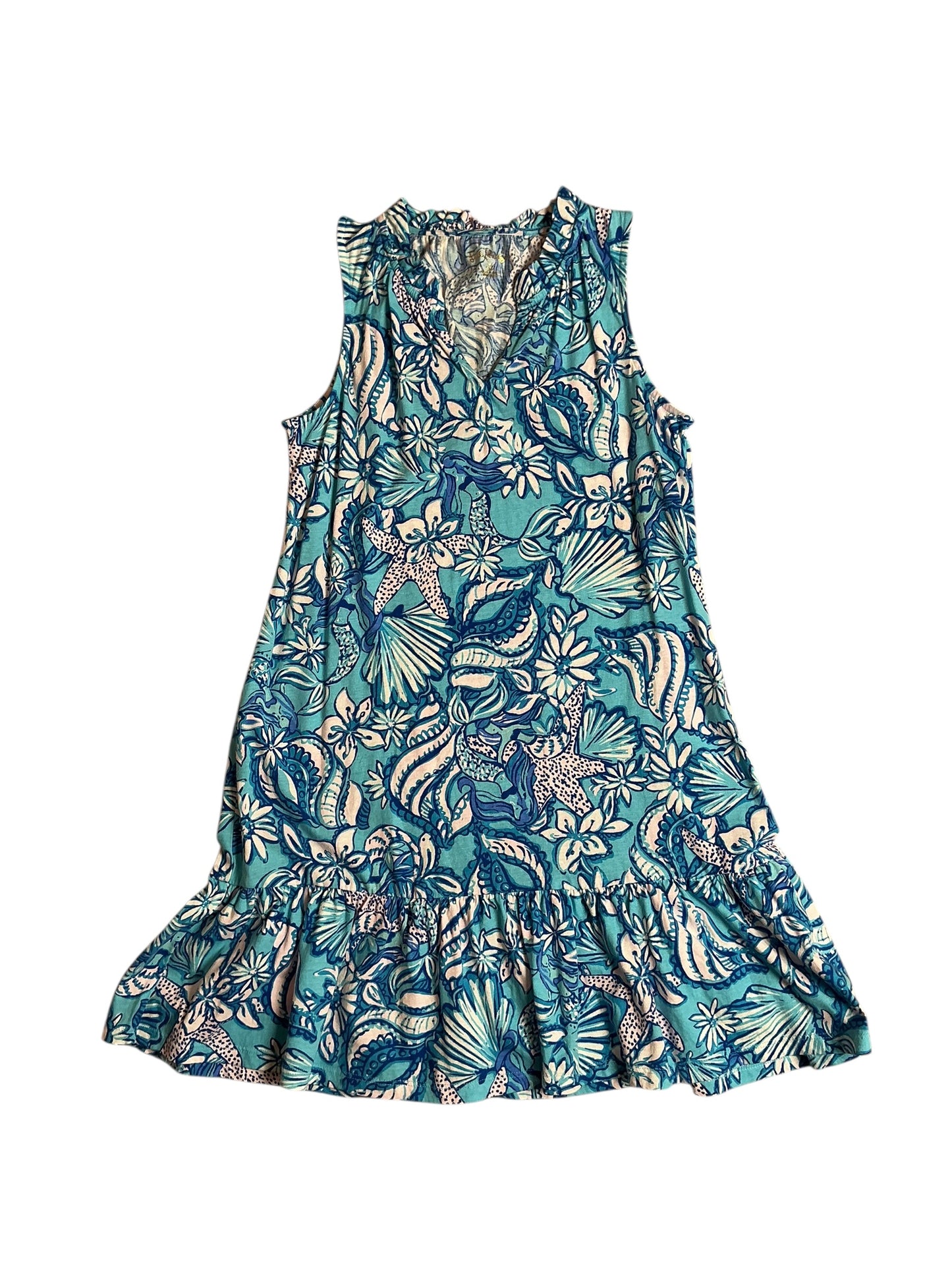Lilly Pulitzer Girls Malone Dress - Amalfi Blue Sound The Sirens - Size XL
