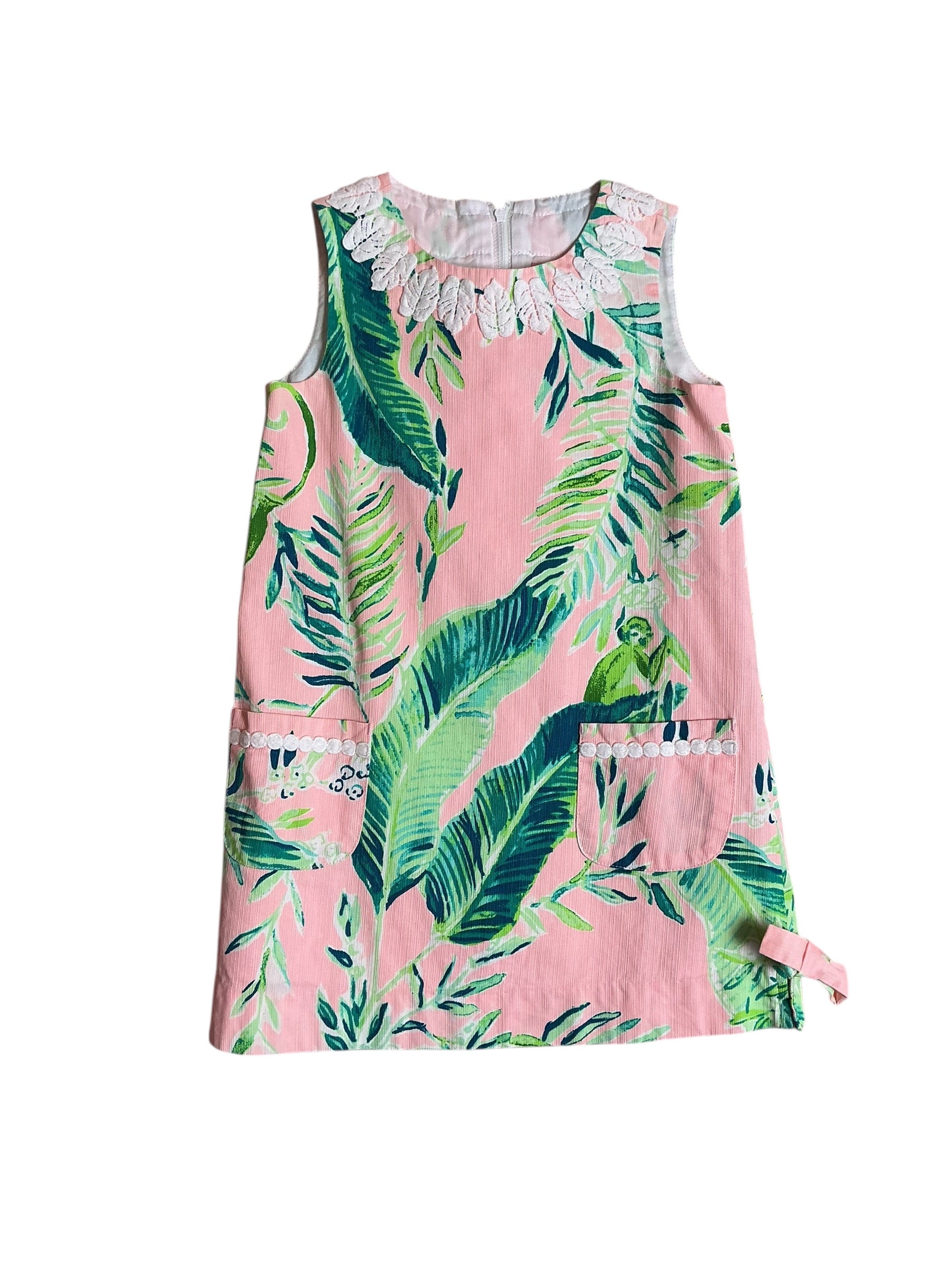 Lilly Pulitzer Little Lilly Classic Shift Dress - Coral Reef Tint Chimpoiserie - Size 5