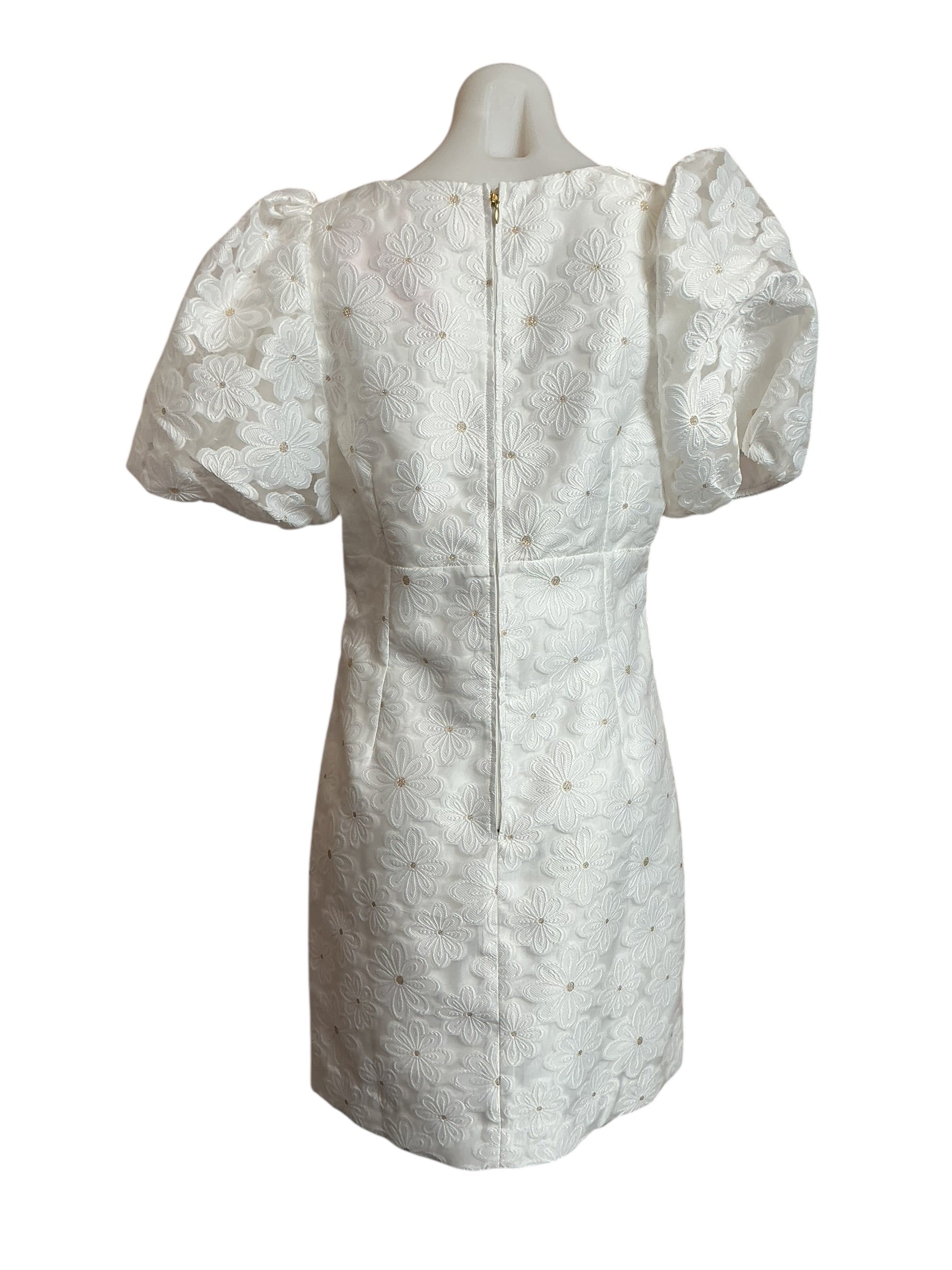 Lilly Pulitzer NWT Citra Elbow Sleeve Organza Shift - Resort White Perfect Petals Jacquard - Size 6