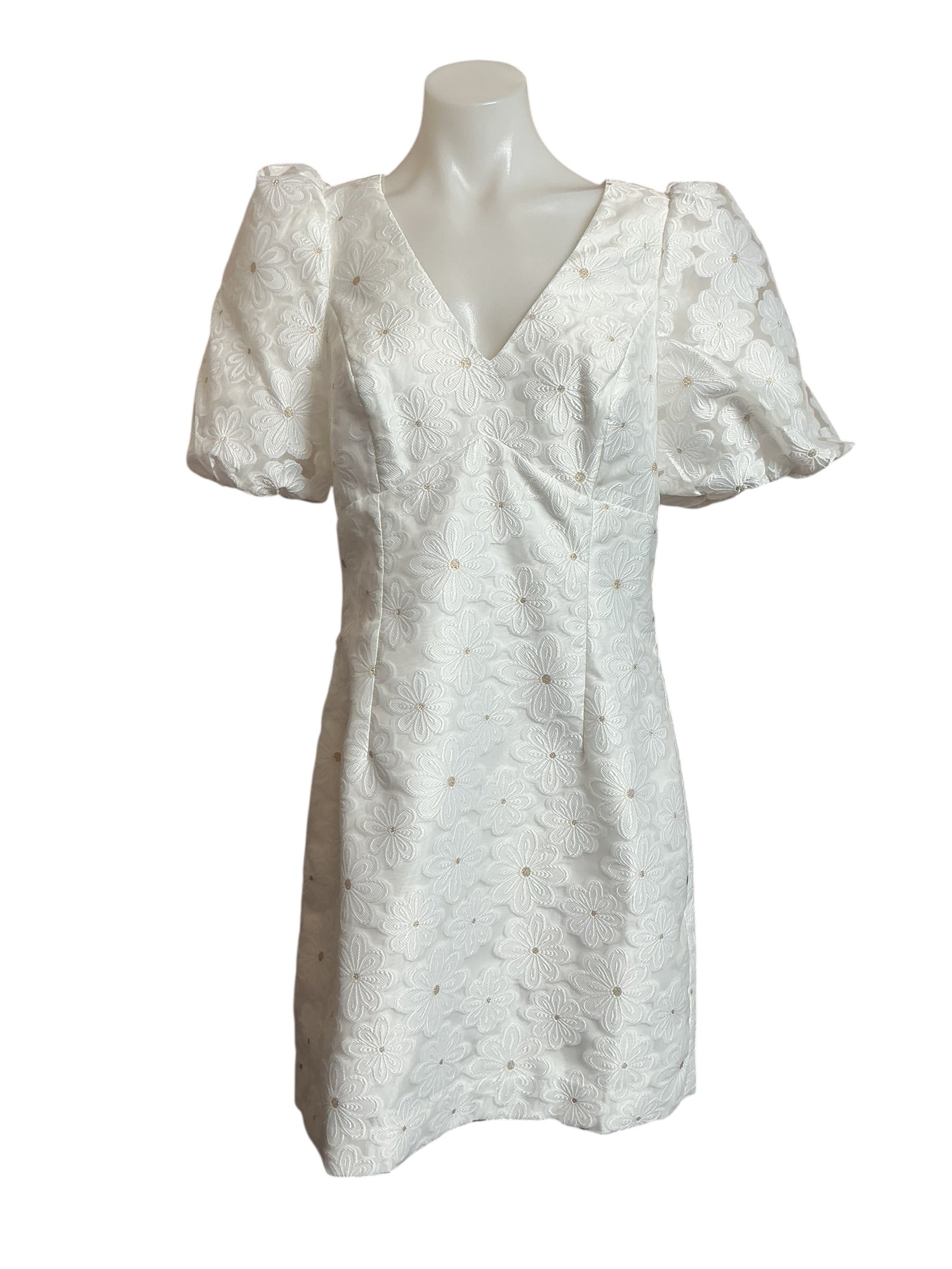 Lilly Pulitzer NWT Citra Elbow Sleeve Organza Shift - Resort White Perfect Petals Jacquard - Size 6