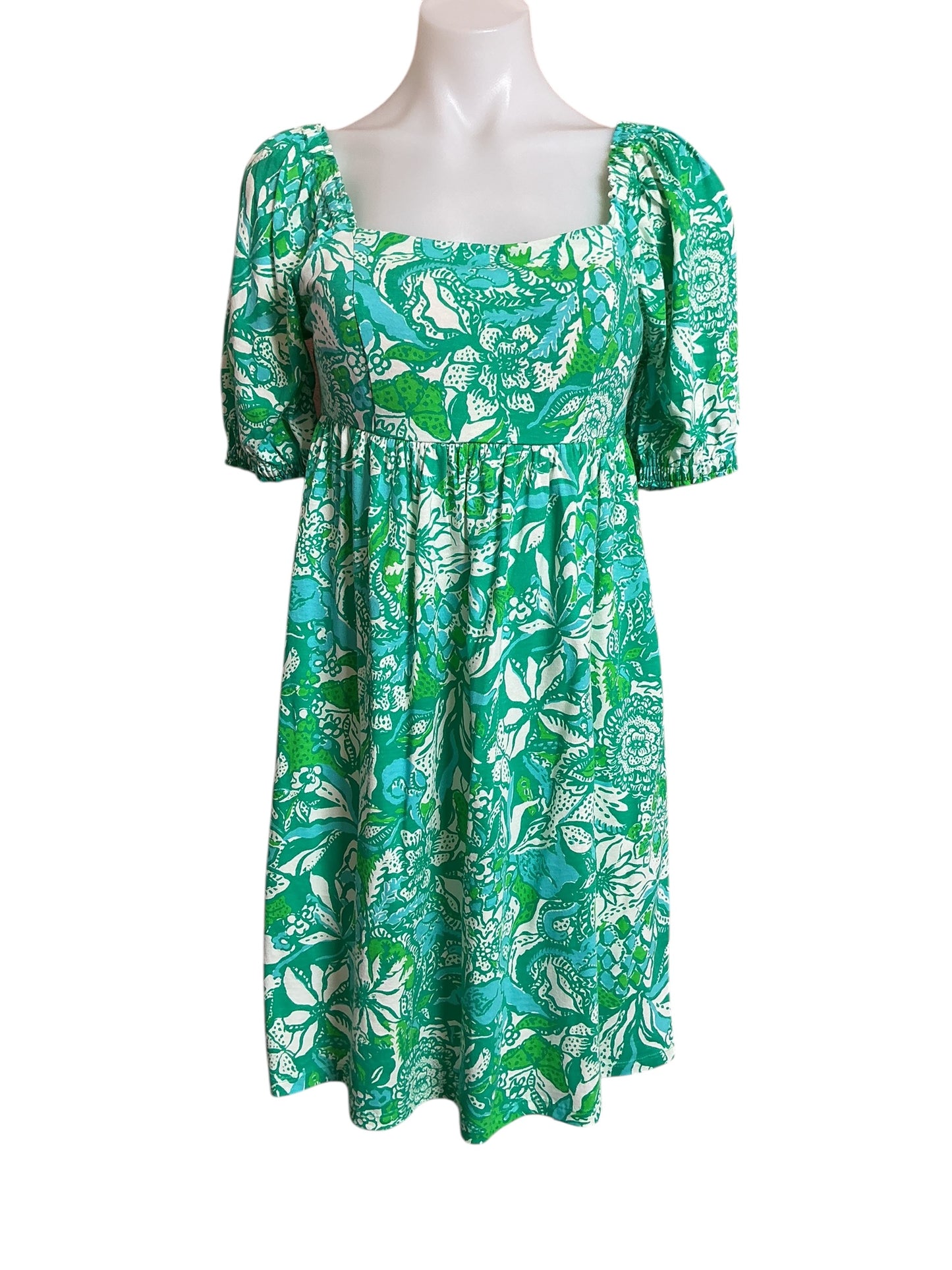 Lilly Pulitzer NWT Delaney Short Sleeve Dress - Botanical Green Safari Sangria - Size 4