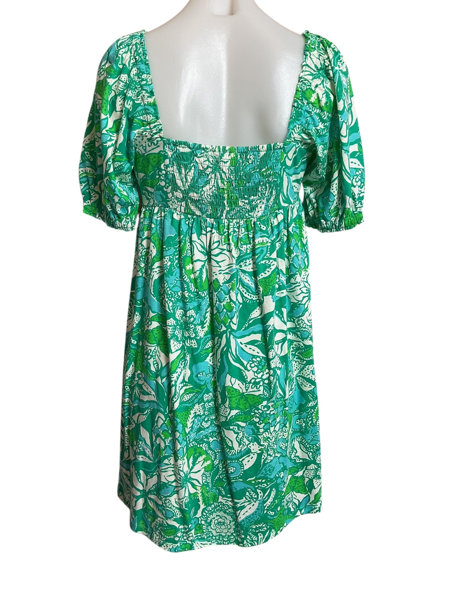 Lilly Pulitzer NWT Delaney Short Sleeve Dress - Botanical Green Safari Sangria - Size 4