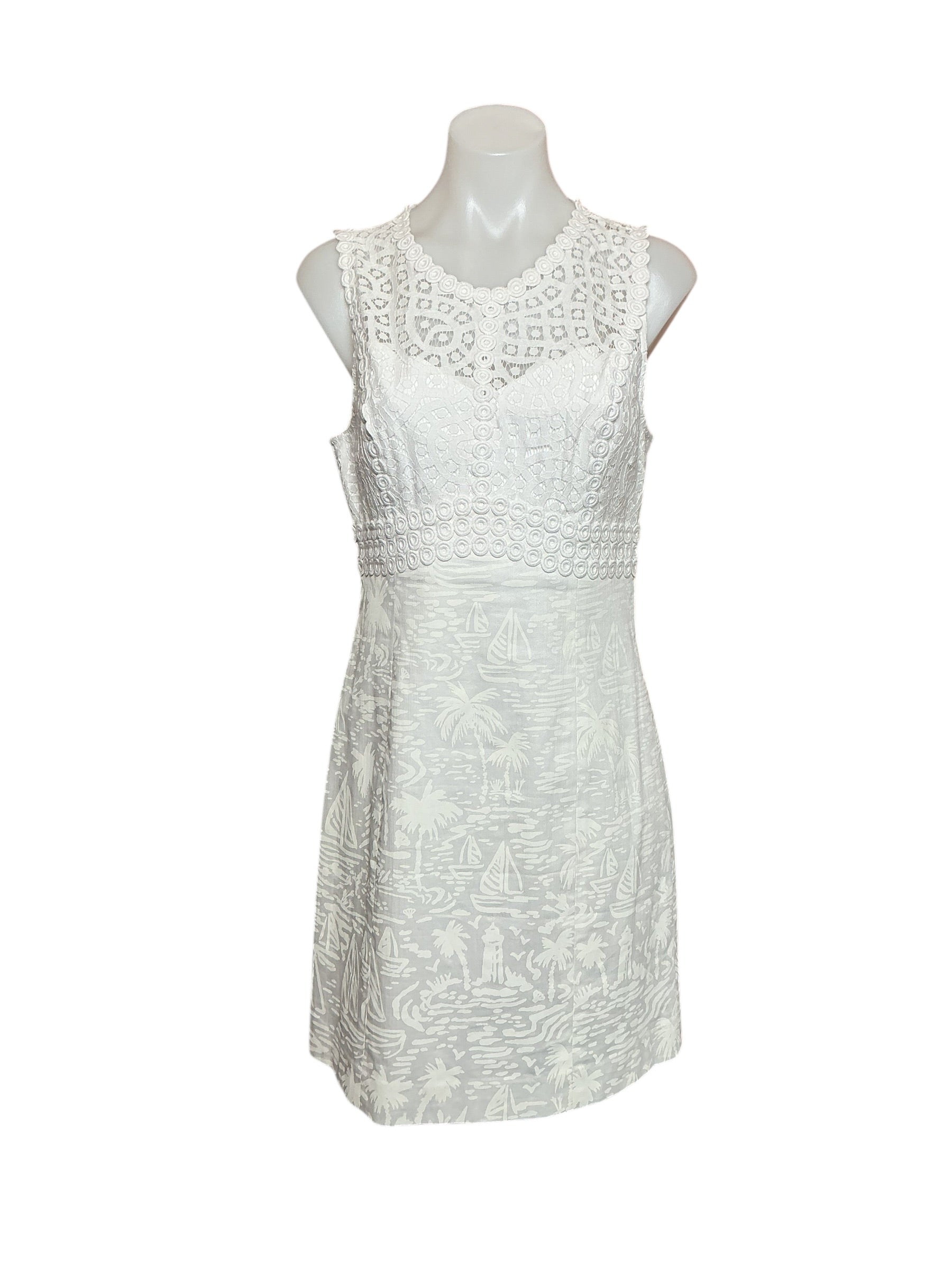 Lilly Pulitzer NWT Leigh Stretch Shift Dress - Resort White Seacret Island - Size 4