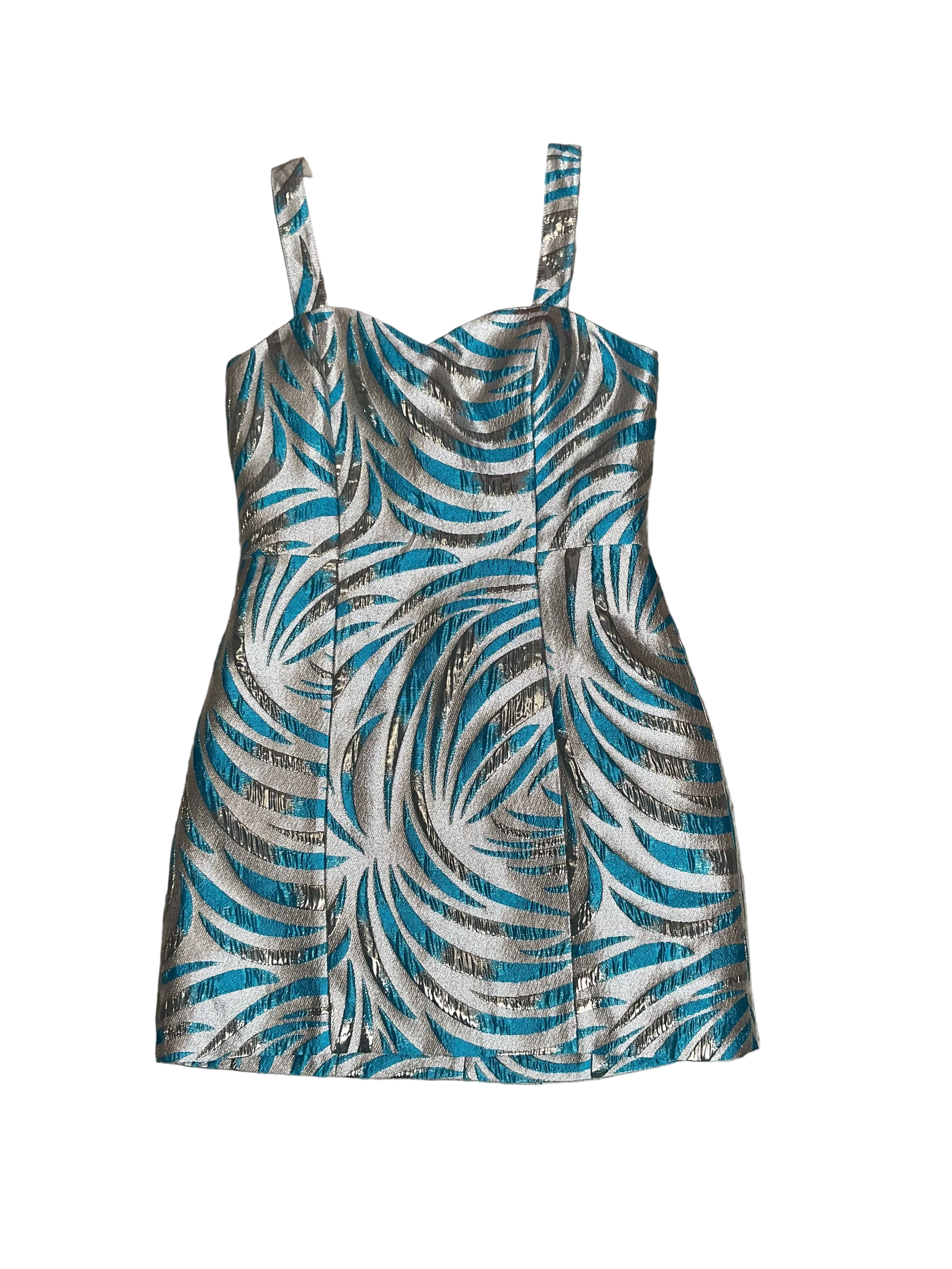 Lilly Pulitzer Arlene Skirted Romper Breezy Aqua Midnight Sparks Brocade - Size 2