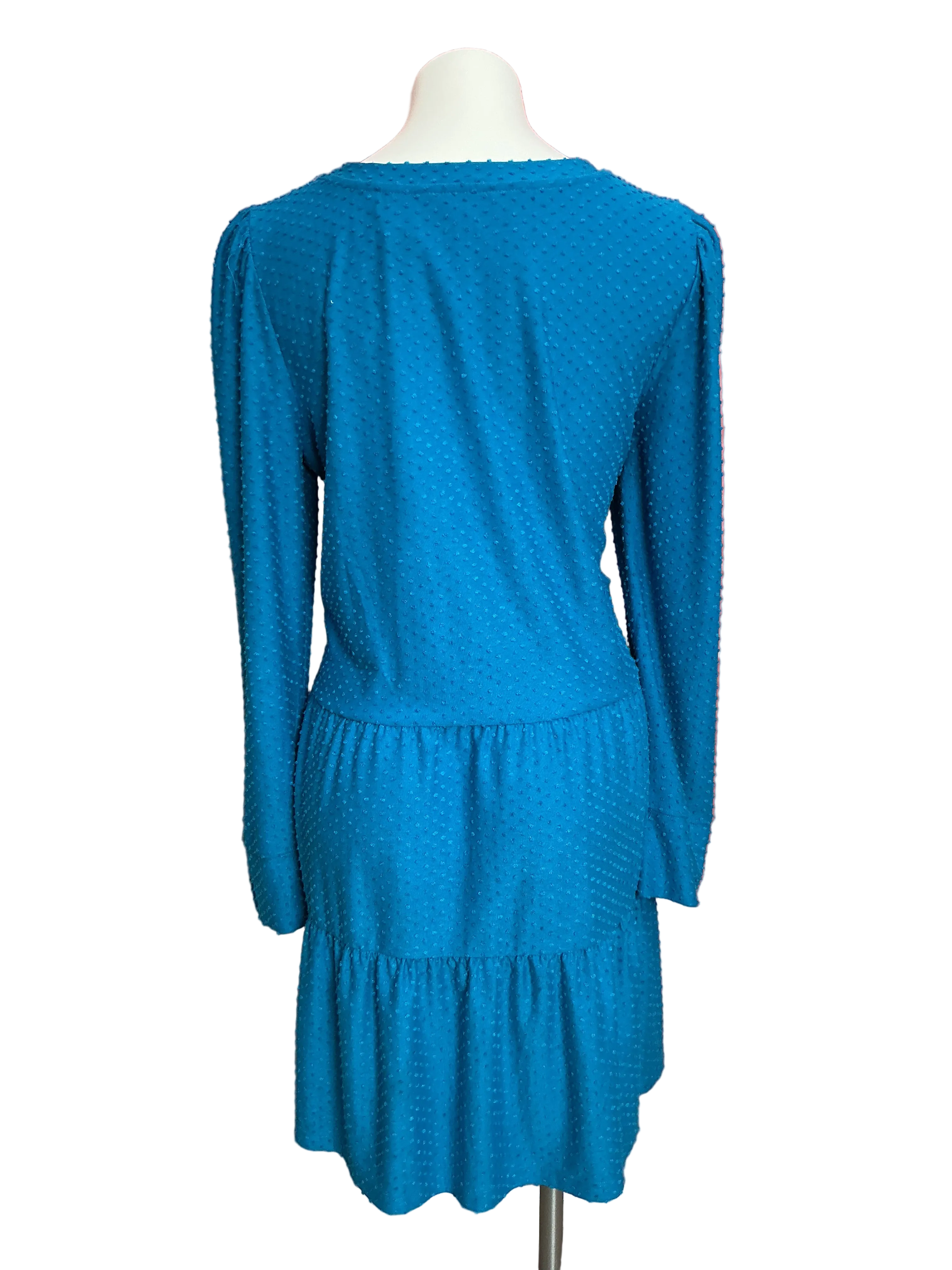 Lilly Pulitzer Arlette Long Sleeve Dress Teal Bay Cozy Knit Swiss Dot - Size XL