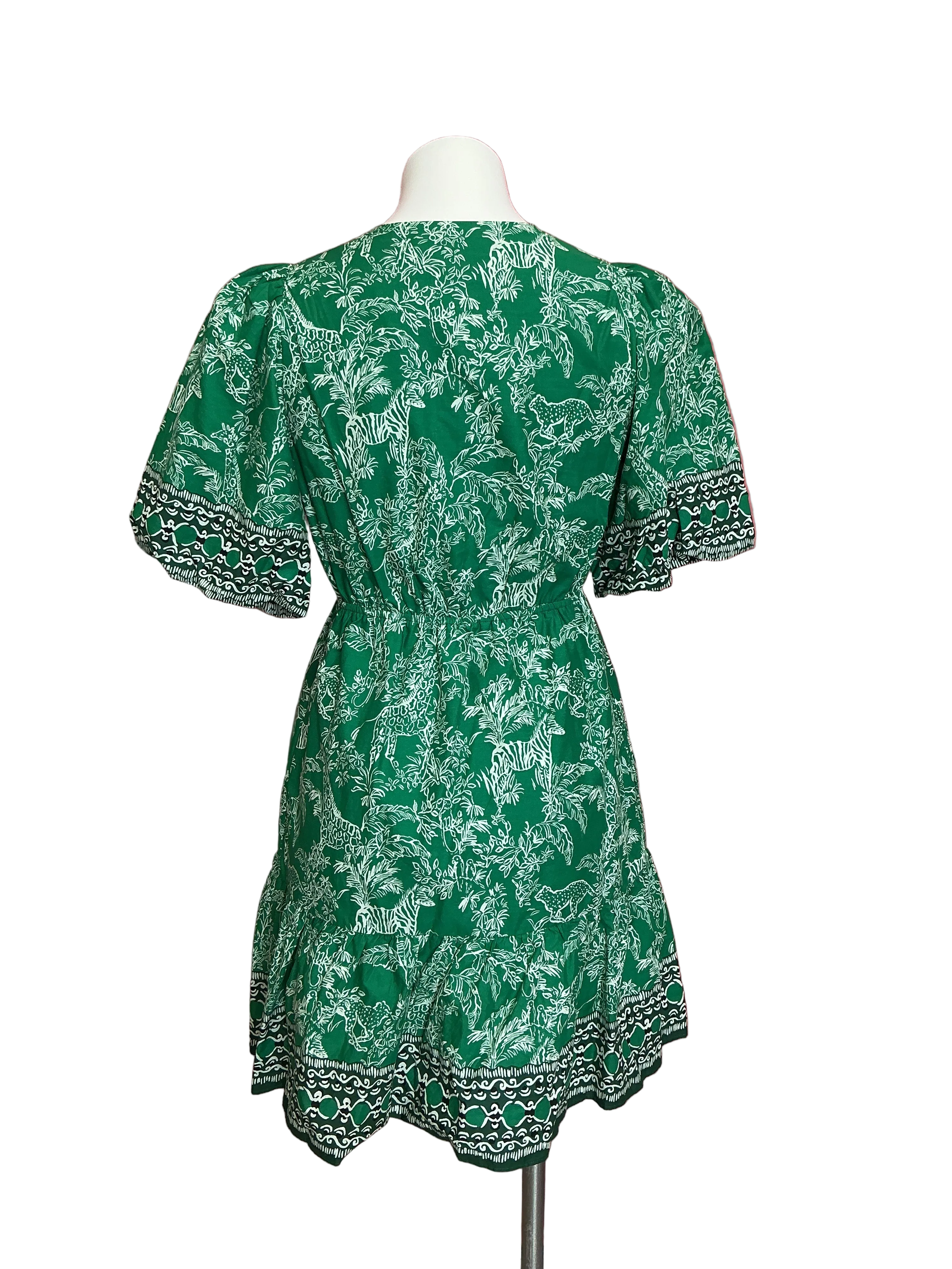 Lilly Pulitzer Kentlee Dress Fiddle Leaf Green Safari Party Engineered Woven - Size 4