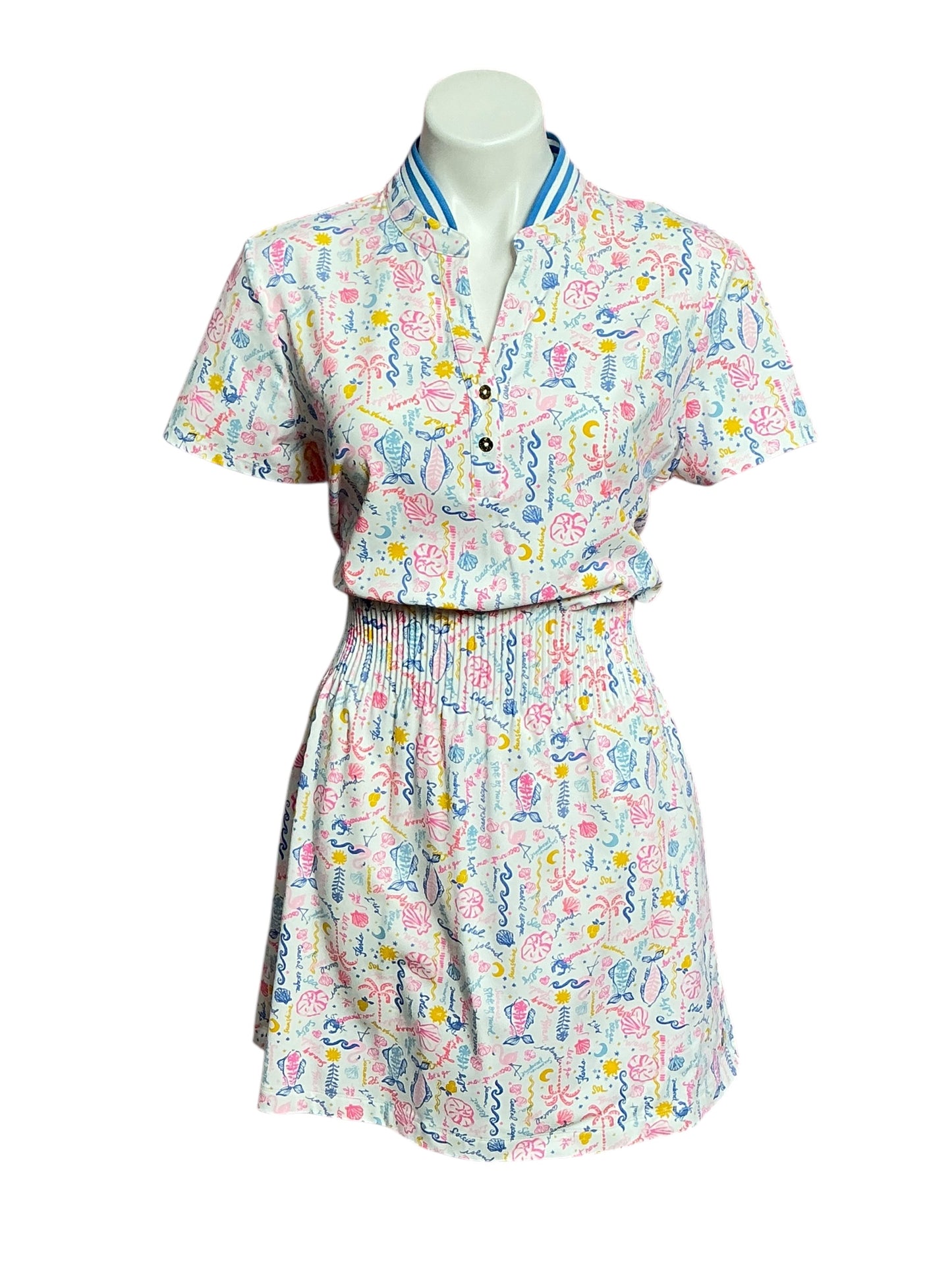 Lilly Pulitzer UPF 50+ Luxletic Love Active Short Sleeve Golf Dress - Multi Summer Serenade - Size L