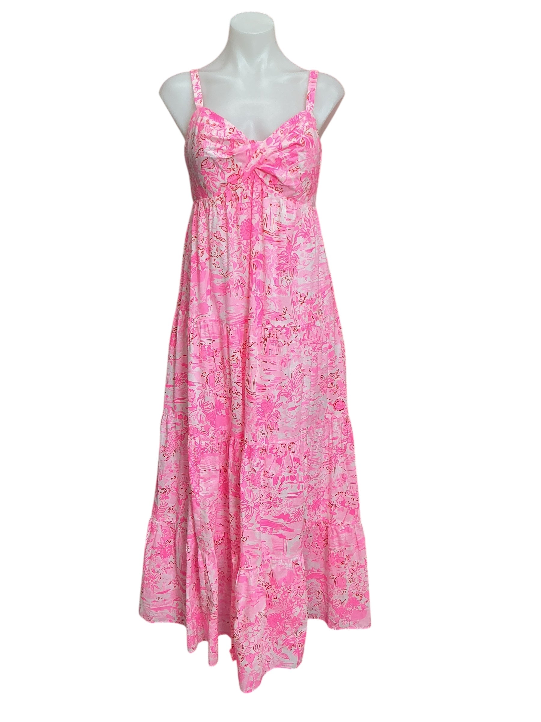 Lilly Pulitzer Azora Cotton Midi Dress Peony Pink Seaside Scene - Size 6