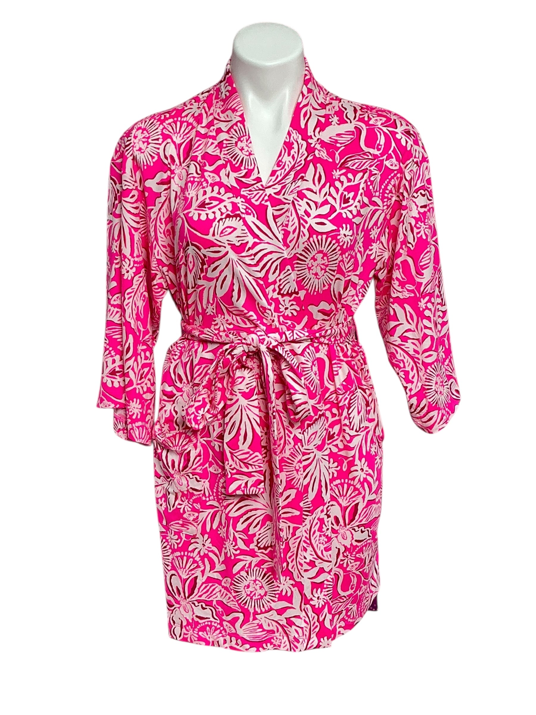 Lilly Pulitzer Dianne Knit Robe - Absolutely Flamazing Aqualina - Size S/M