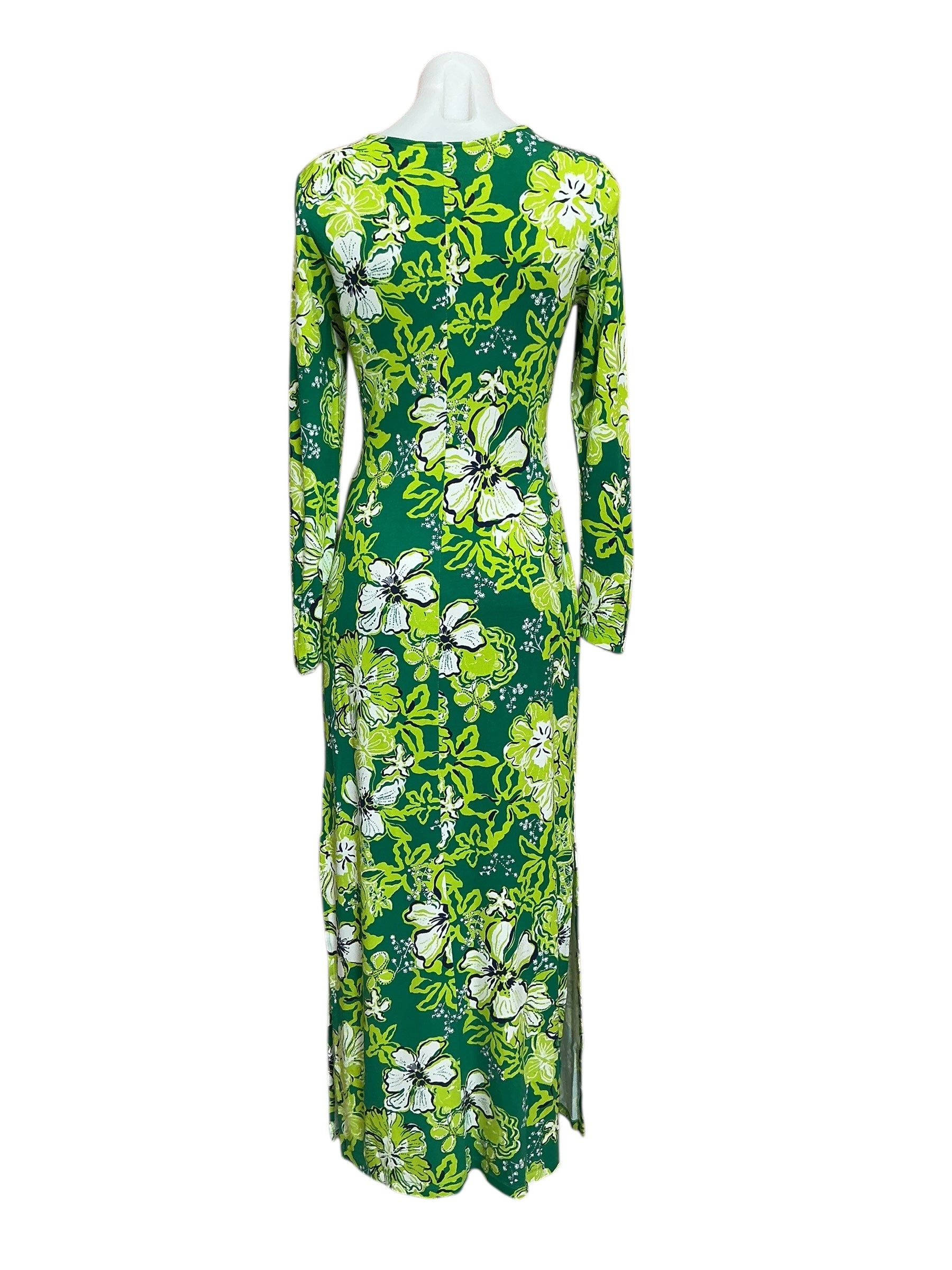 Lilly Pulitzer NWT Alessani Maxi Dress Fiddle Leaf Green Once And Floral - Size XS