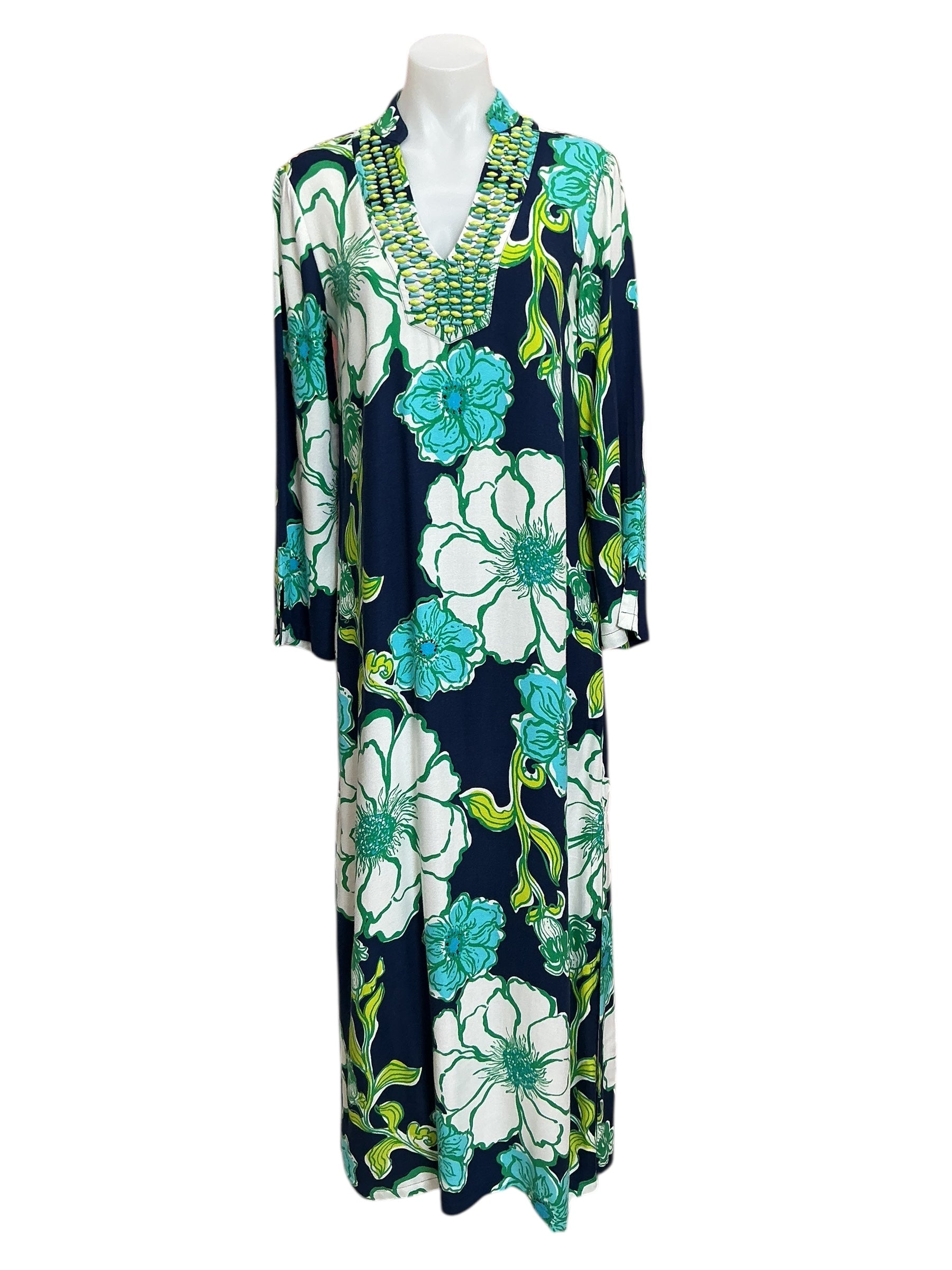 Lilly Pulitzer NWT Irella Maxi Caftan Dress Low Tide Navy Oversized Go Big - Size 00