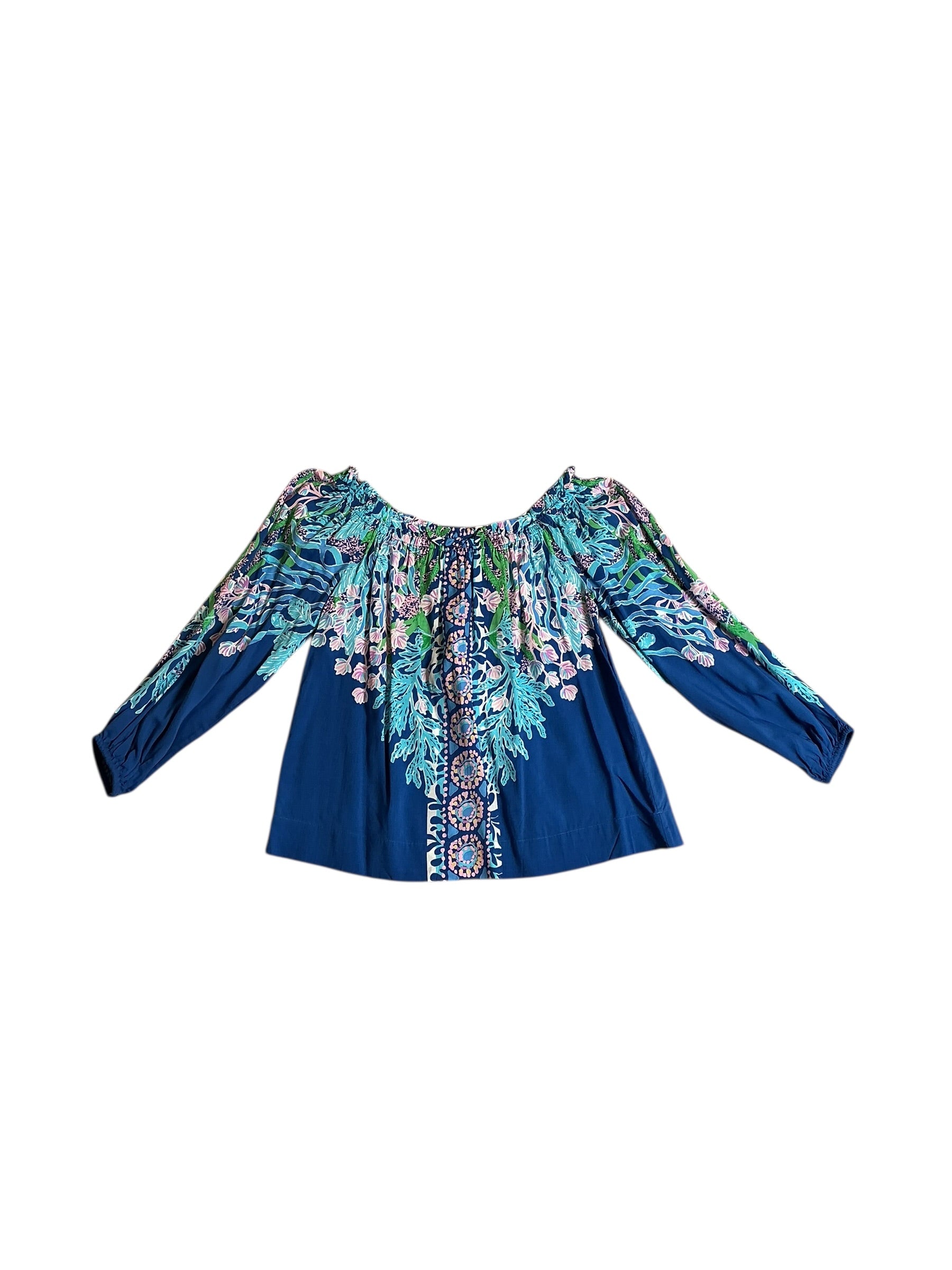 Lilly Pulitzer NWT Aims Long Sleeve - Barton Blue Seacret Escape Engineered- Size M