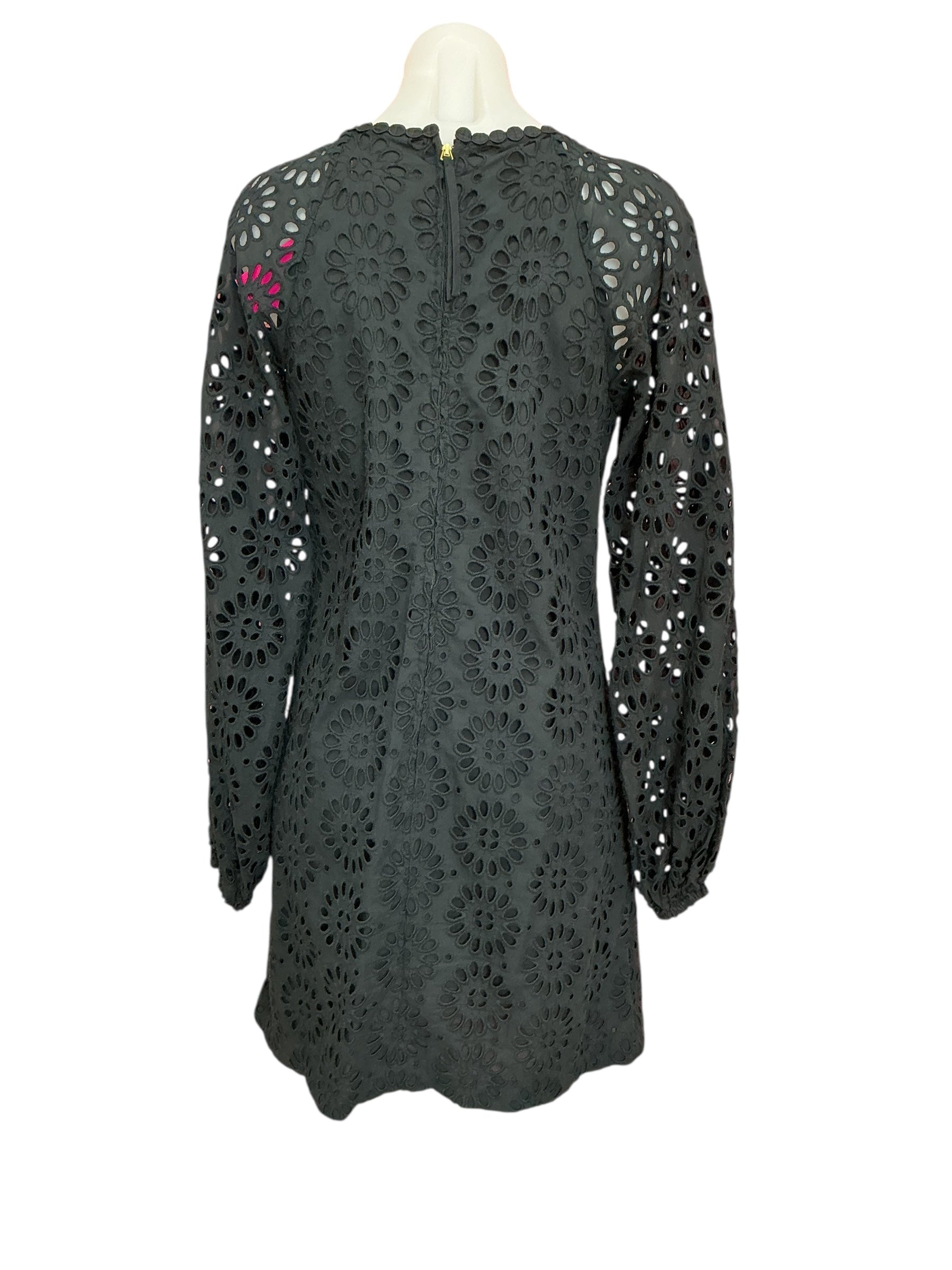 Lilly Pulitzer Priscilla Long Sleeve Eyelet Dress Onyx Oversized Pinwheel Eyelet - Size 4