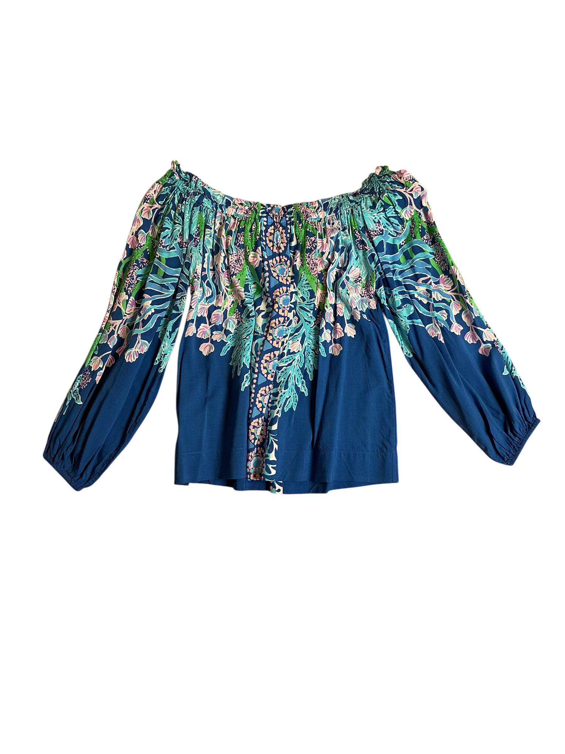 Lilly Pulitzer NWT Aims Long Sleeve - Barton Blue Seacret Escape Engineered- Size M