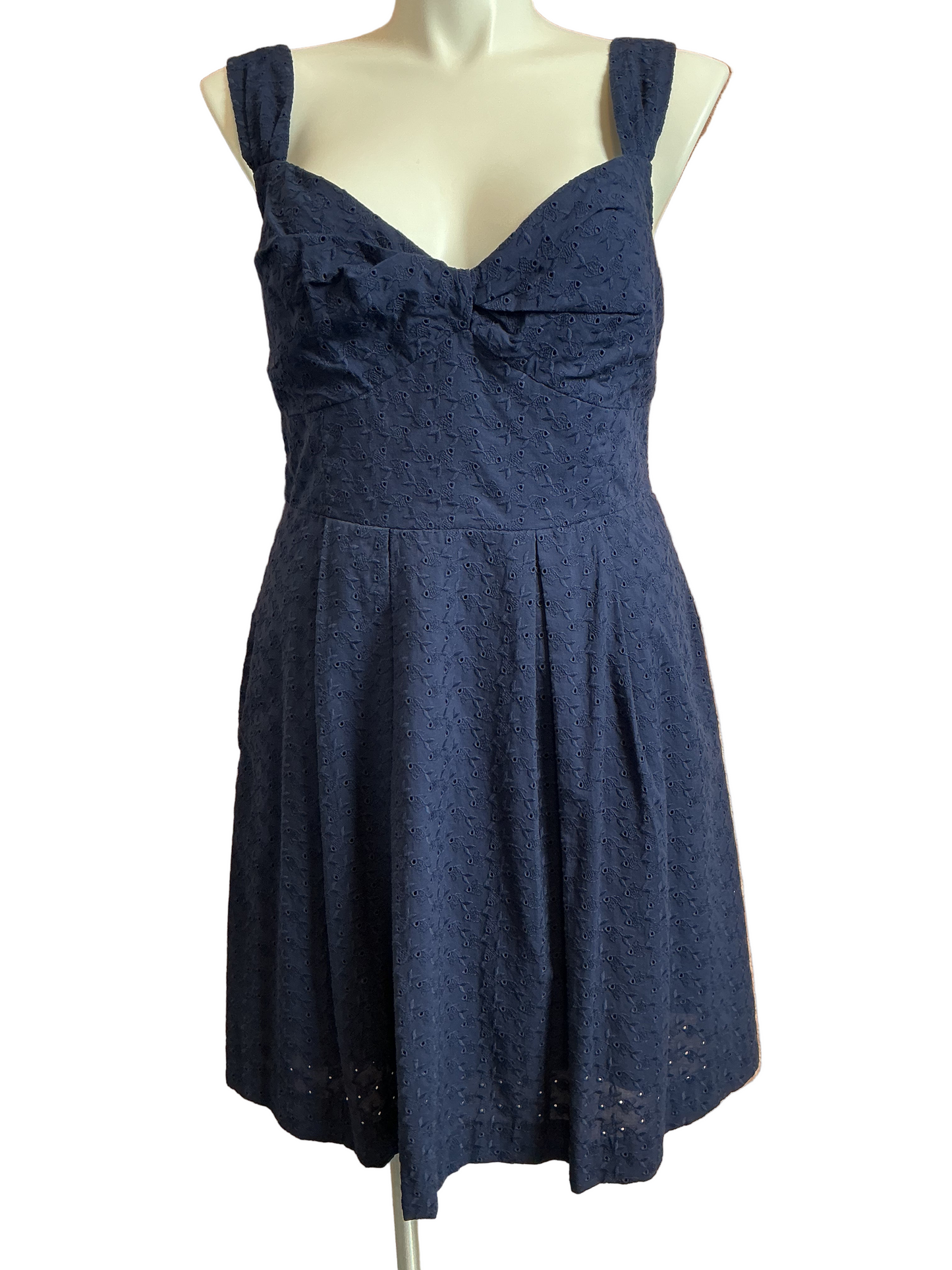 Lilly Pulitzer Cyndi Dress True Navy Fishy Eyelet - Size 16