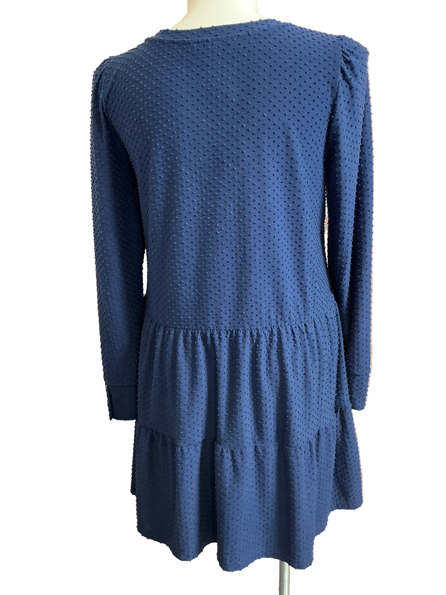 Lilly Pulitzer Arlette Long Sleeved tiered Dress High Tide Navy Swiss Dot - Size XL