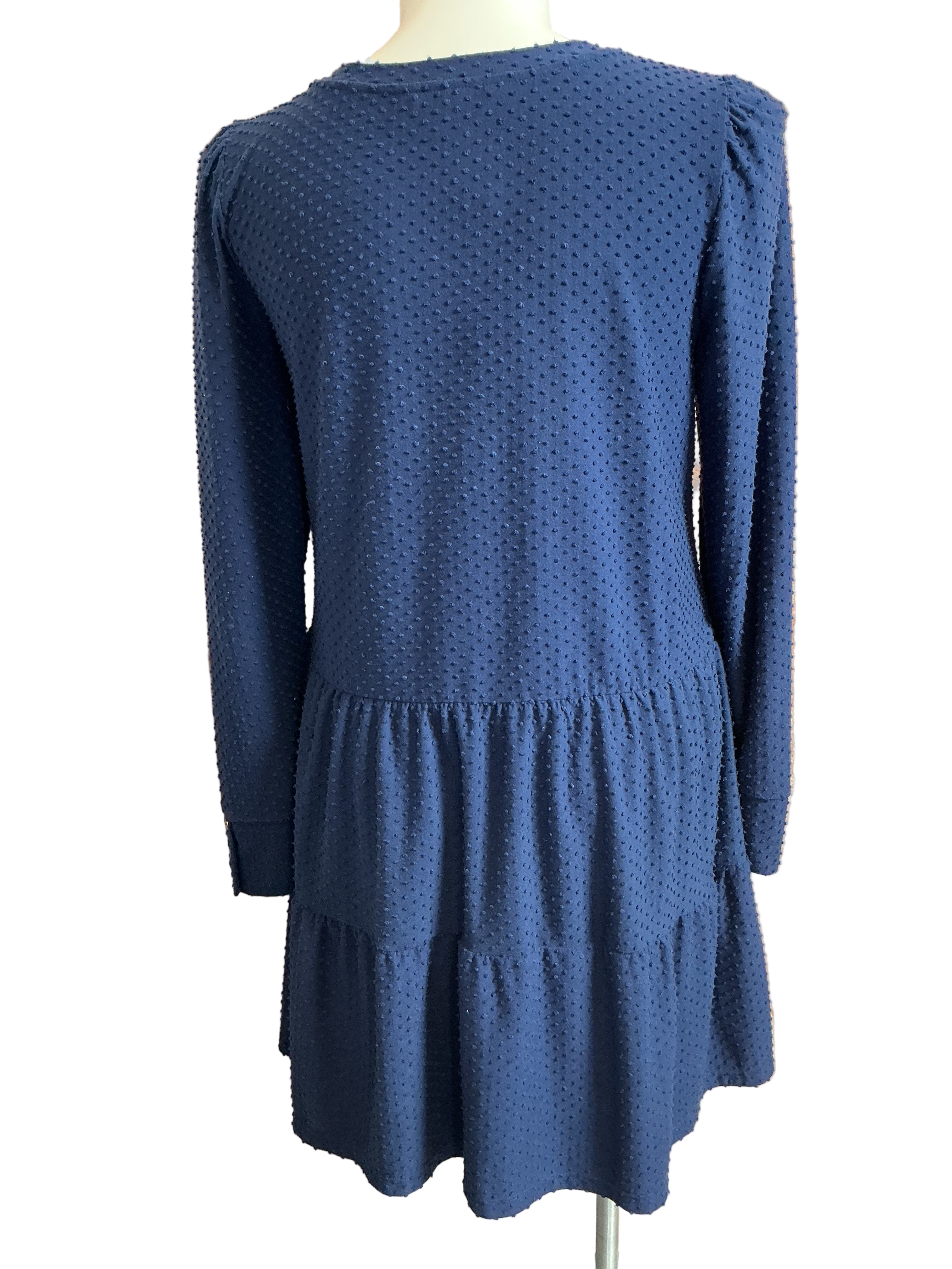 Lilly Pulitzer Arlette Long Sleeved tiered Dress High Tide Navy Swiss Dot - Size XL