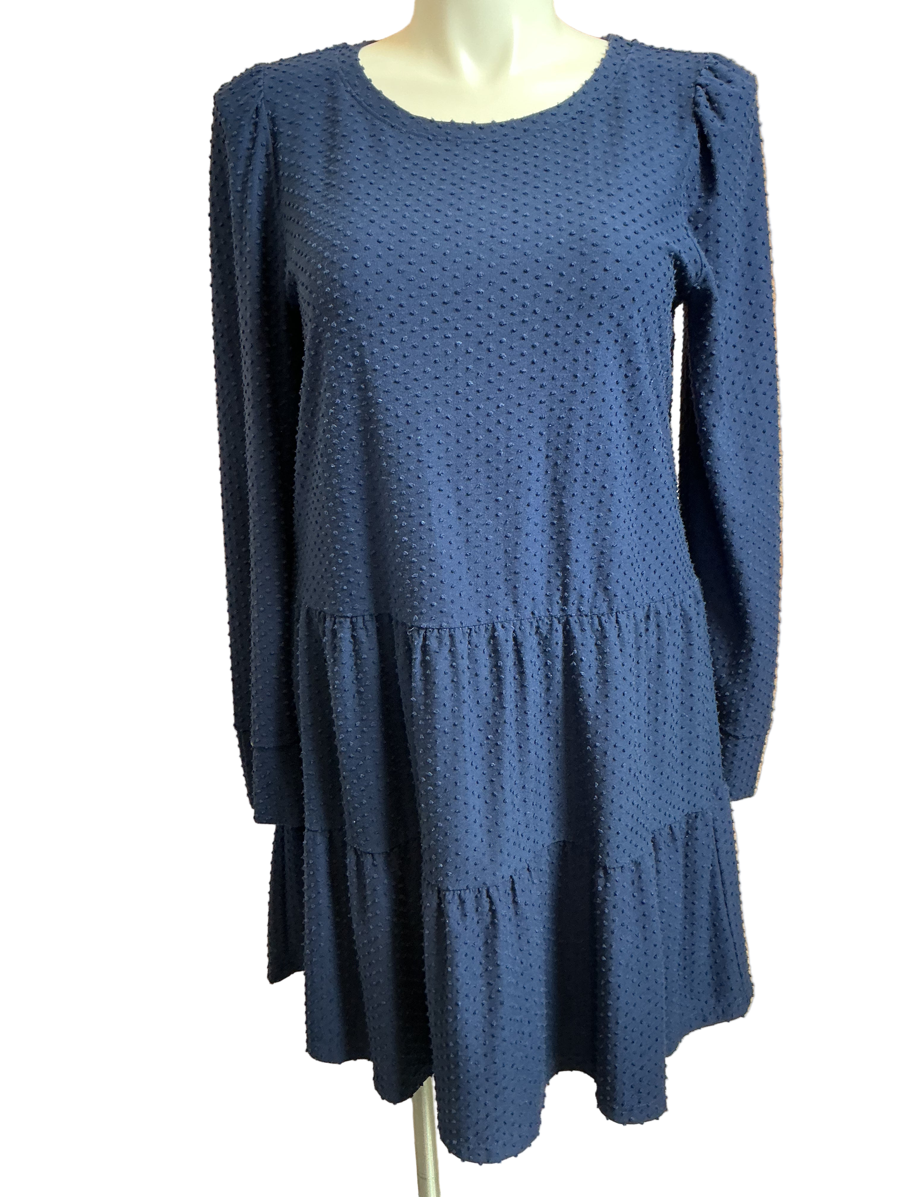 Lilly Pulitzer Arlette Long Sleeved tiered Dress High Tide Navy Swiss Dot - Size XL