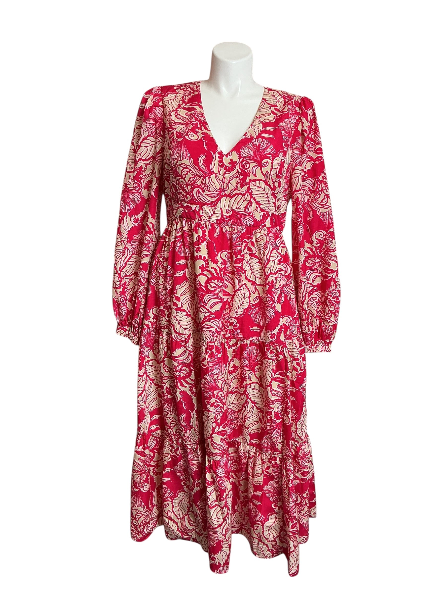 Lilly Pulitzer Tinslee Long Sleeve - Poinsettia Red Island Vibes - Size 16