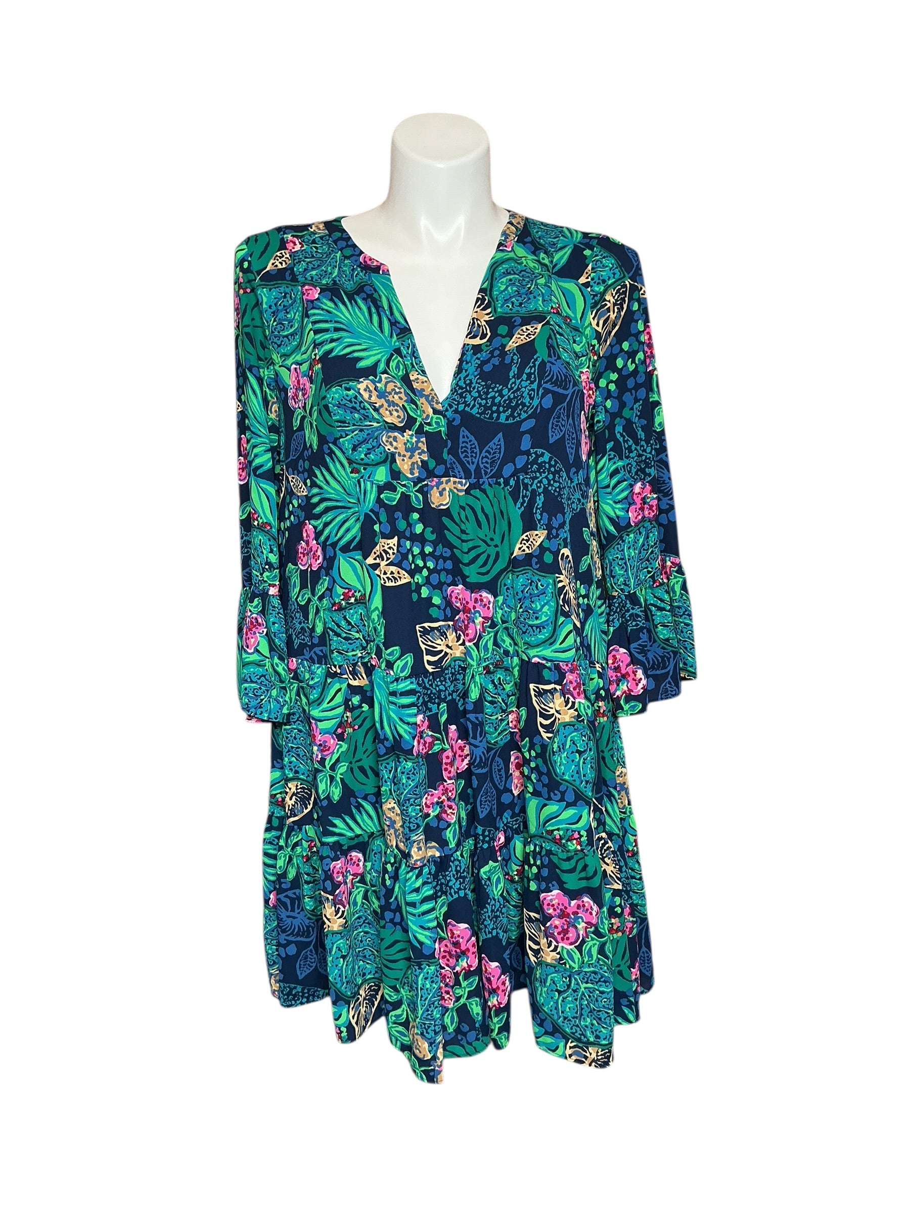 Lilly Pulitzer Gabriel 3/4 Sleeve Tunic - Low Tide Navy Life Of The Party - Size XXL