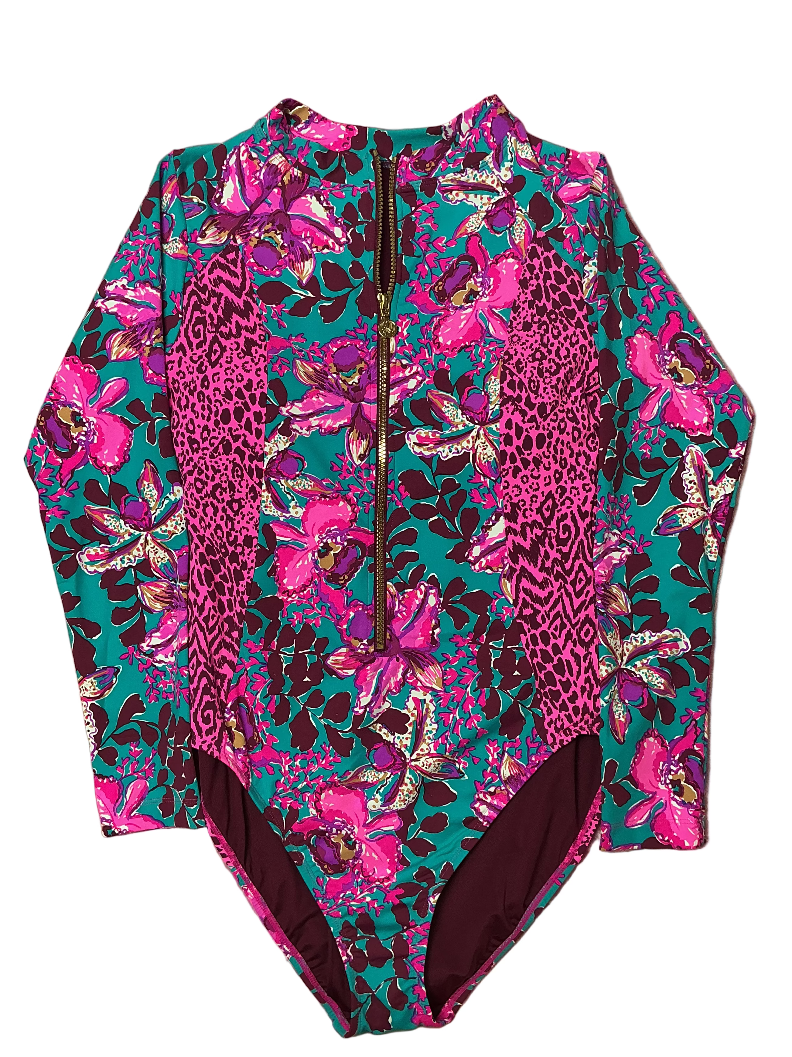 Lilly Pulitzer NWT - Rafa Rashguard One Piece - Blue Rhapsody Orchid You Not Swim - Size 12