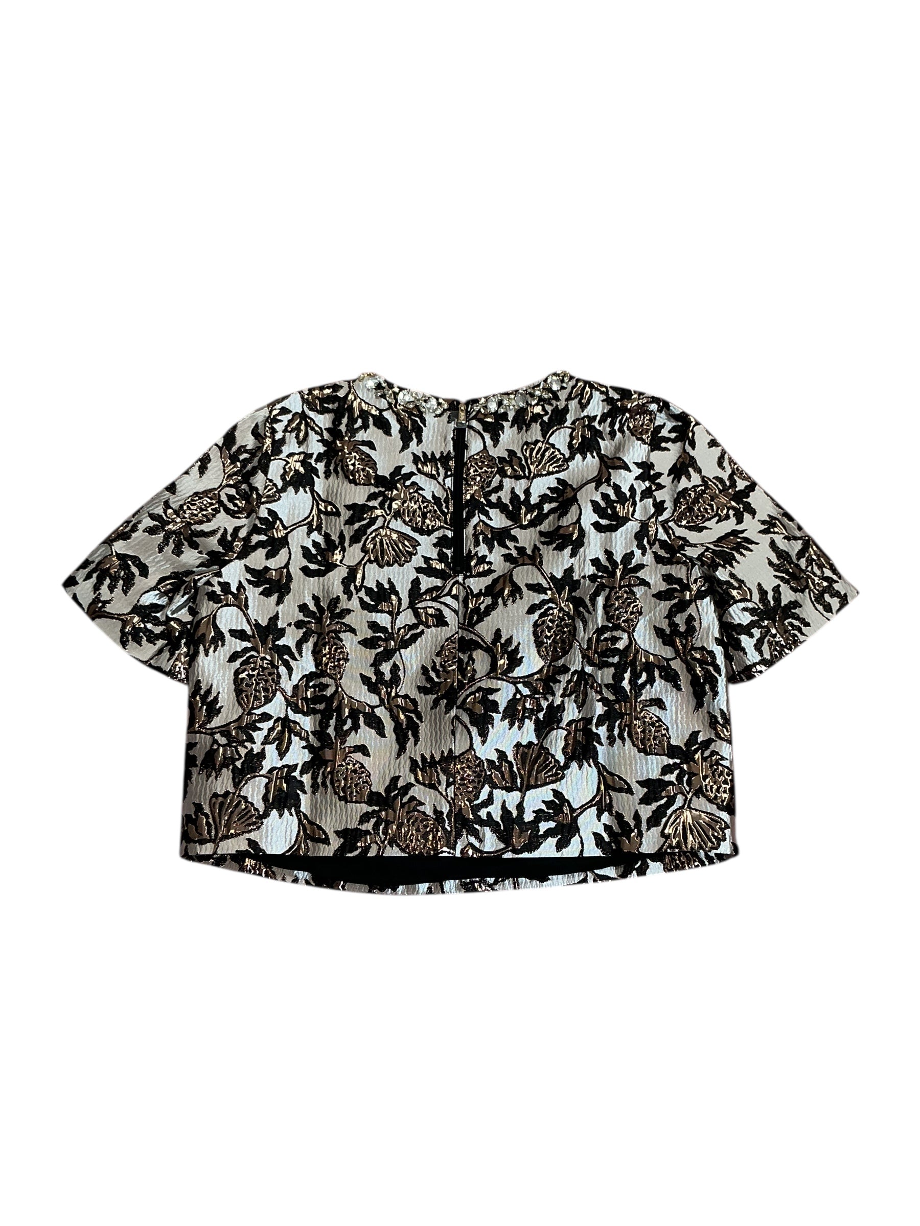 Lilly Pulitzer NWT Folie Cropped Top Noir Pineapple Puff Metalli Jacquard - Size 0