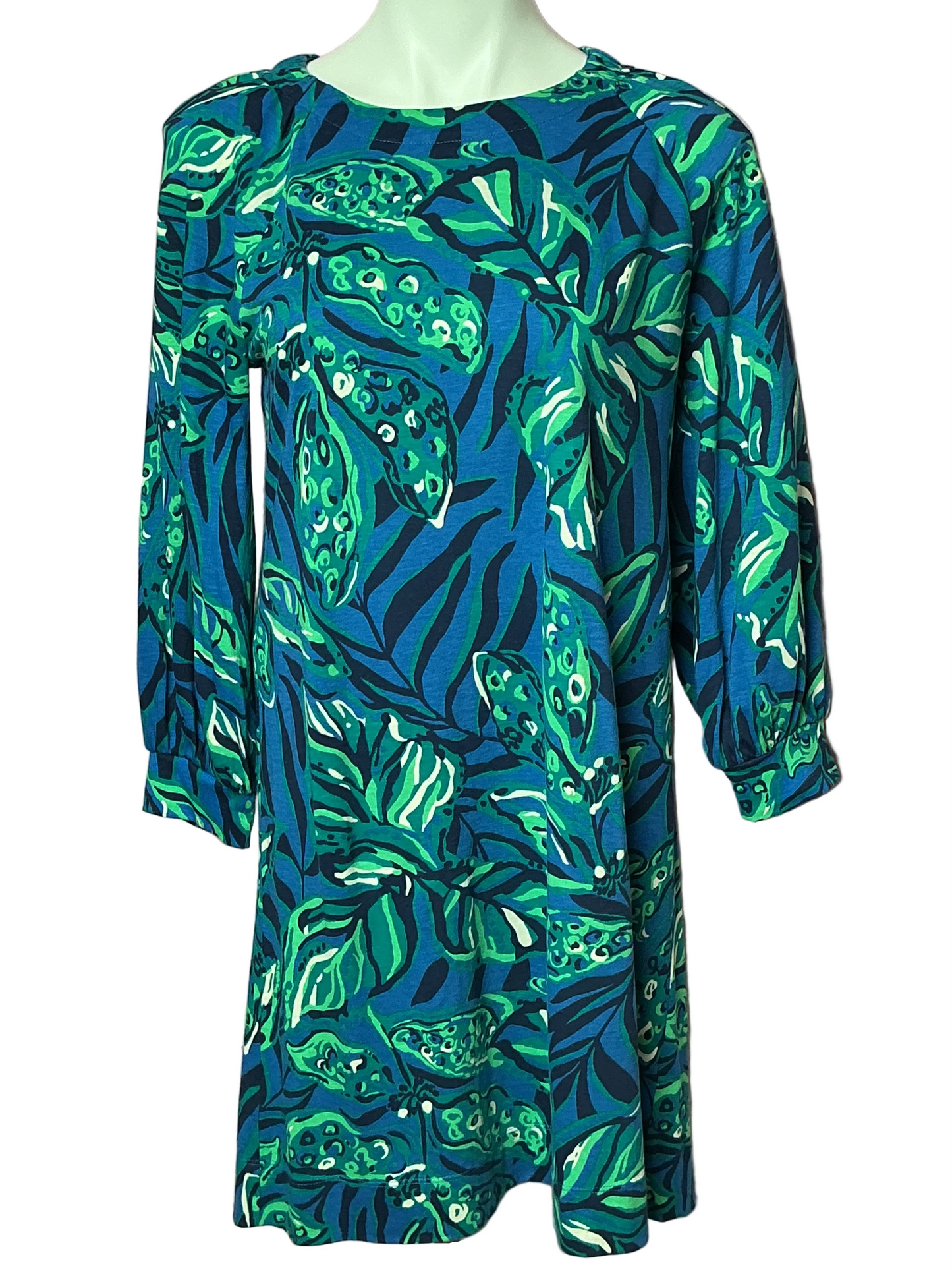 Lilly Pulitzer Elianna 3/4 Sleeve Dress - Indigo Breeze Shady Gators - Size S