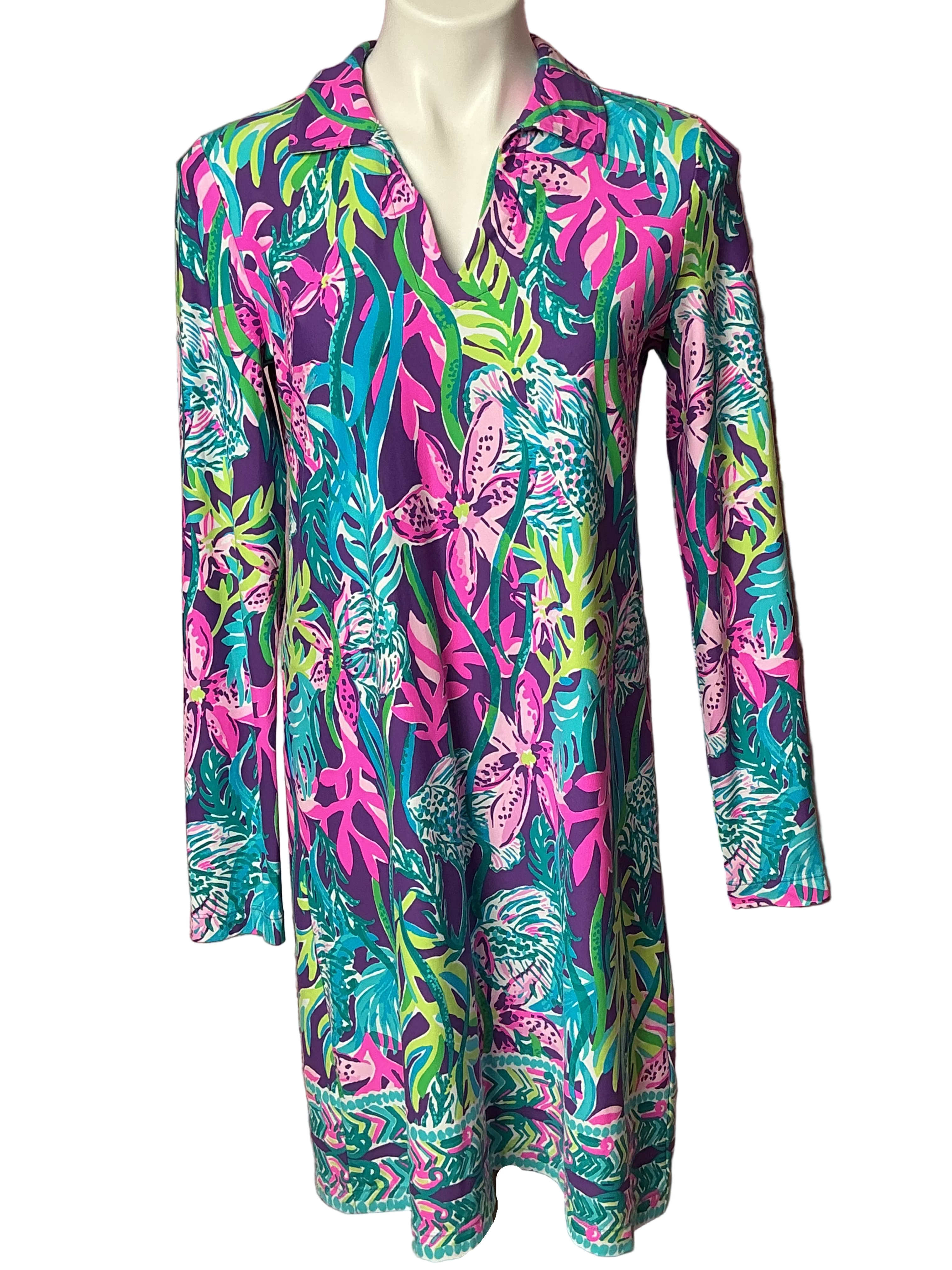 Lilly Pulitzer Adrienne UPF 50+ Dress - Pigment Purple Party - Size S