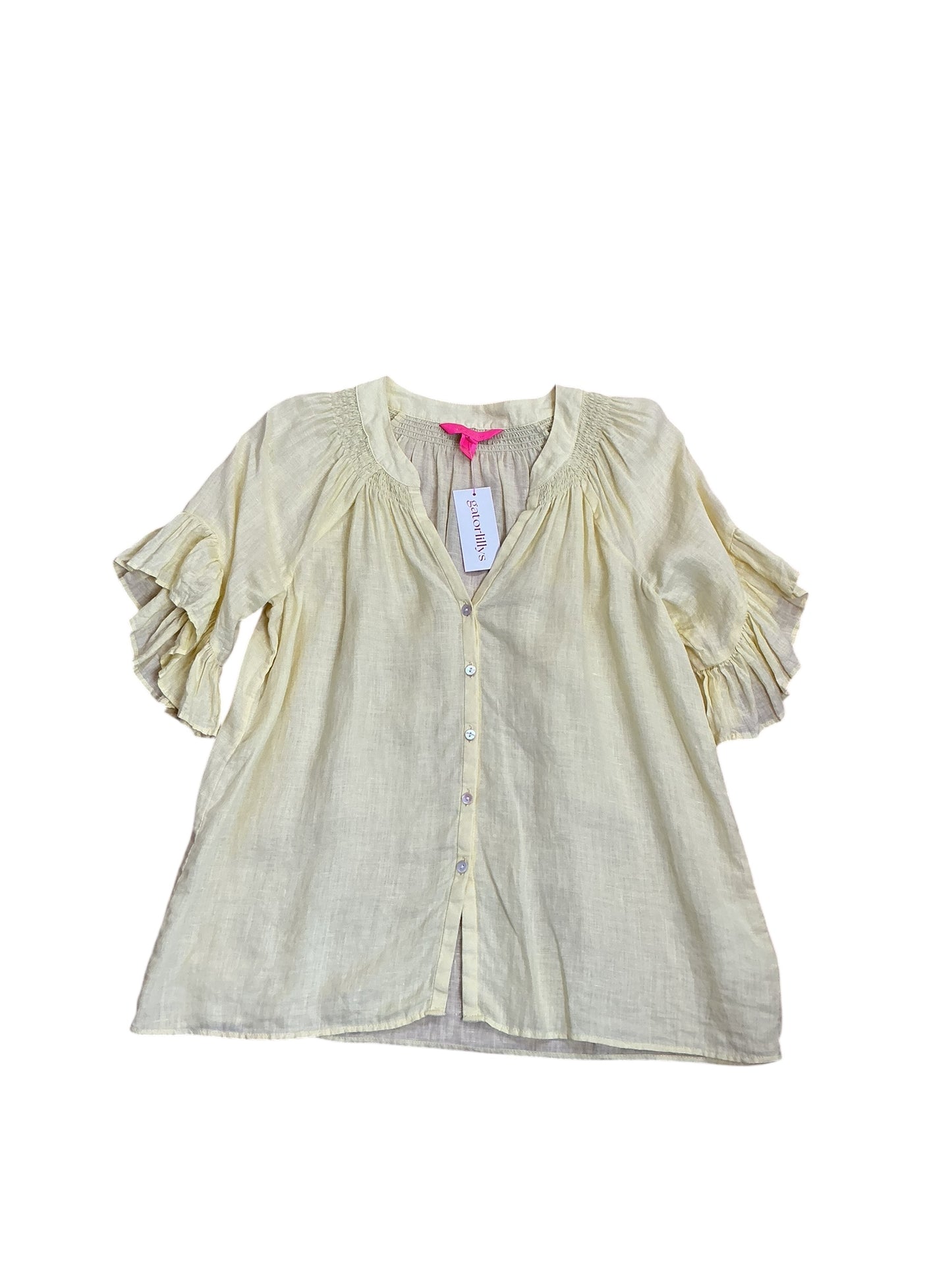 Lilly Pulitzer Tayla Yellow Linen Button Top - Size XS