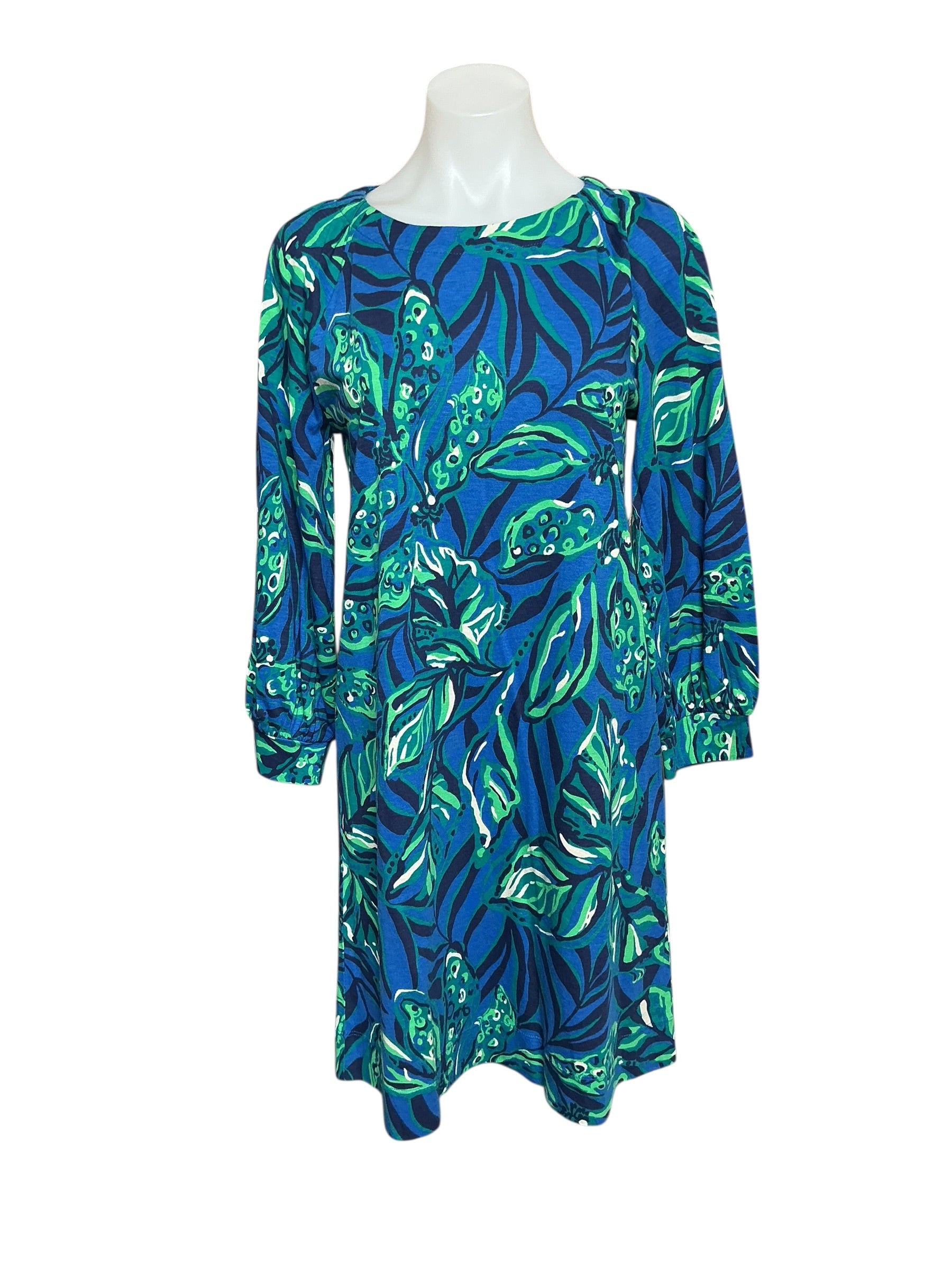 Lilly Pulitzer NWT Elianna 3/4 Sleeve Dress - Indigo Breeze Shady Gators - Size S