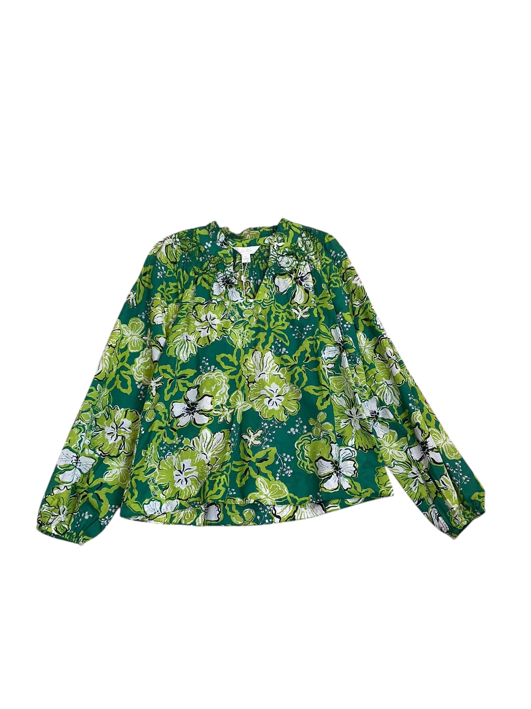 Lilly Pulitzer NWT Lourdes Long Sleeve To Fiddle Leaf Green Once And Floral - Size XS
