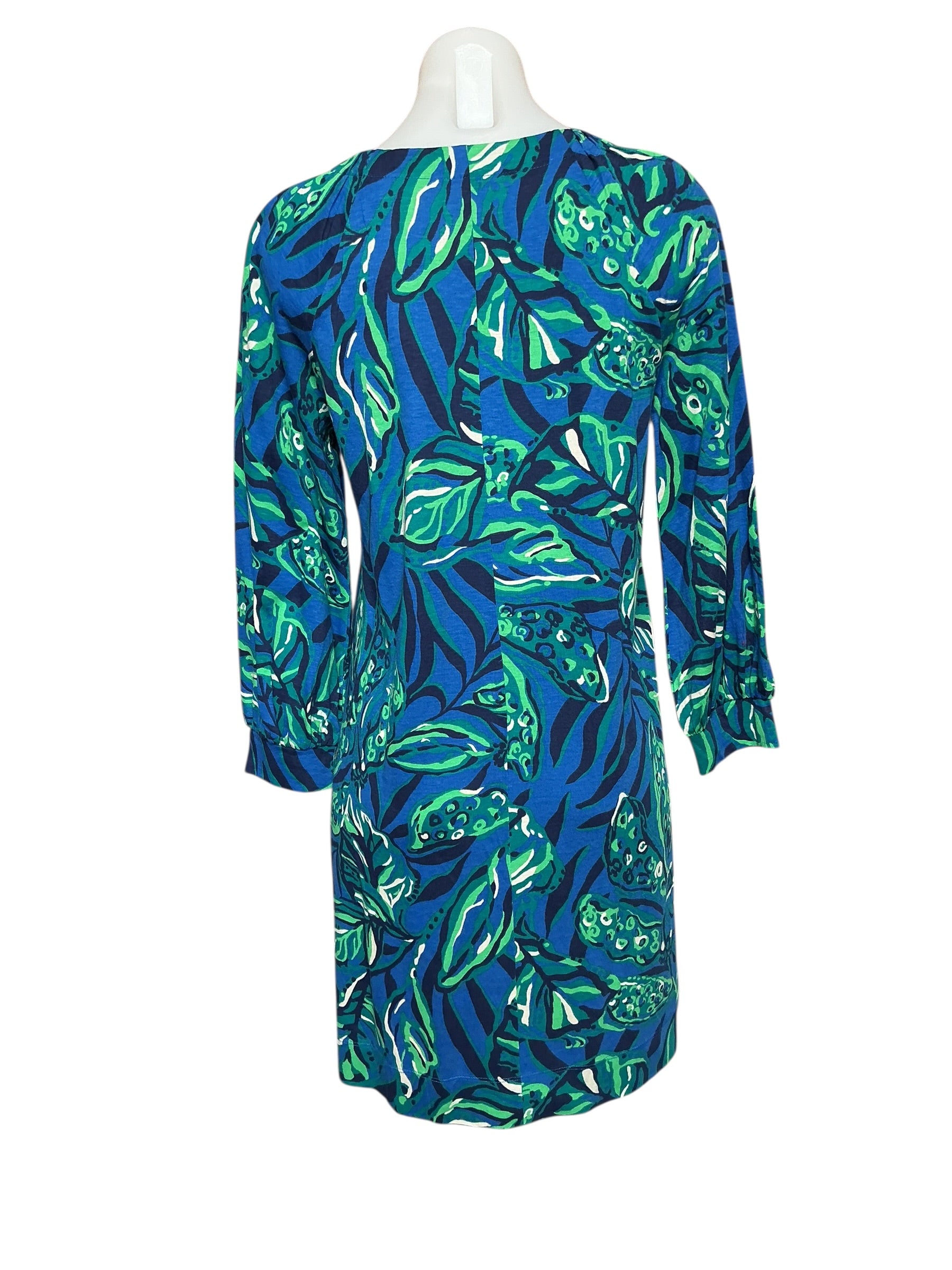 Lilly Pulitzer NWT Elianna 3/4 Sleeve Dress - Indigo Breeze Shady Gators - Size S