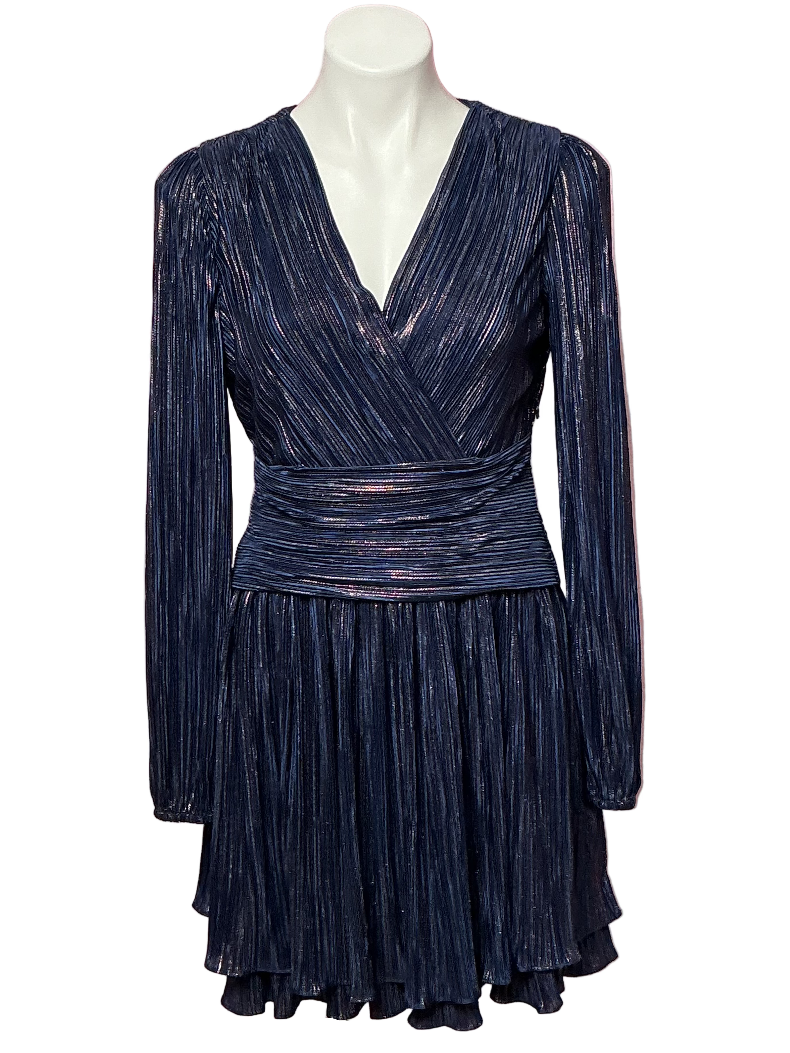 Lilly Pulitzer NWT - Jessamine Long Sleeve Dress - Low Tide Navy Foil Printed Crinkle Woven - Size 4