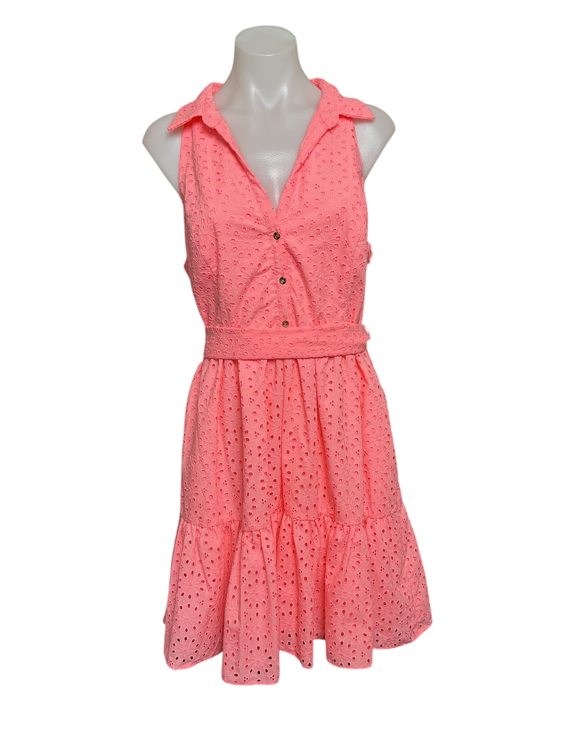 Lilly Pulitzer NWT Trisha Shirtdress - Shellona Coral Neon Sunburst Eyelet - Size 12