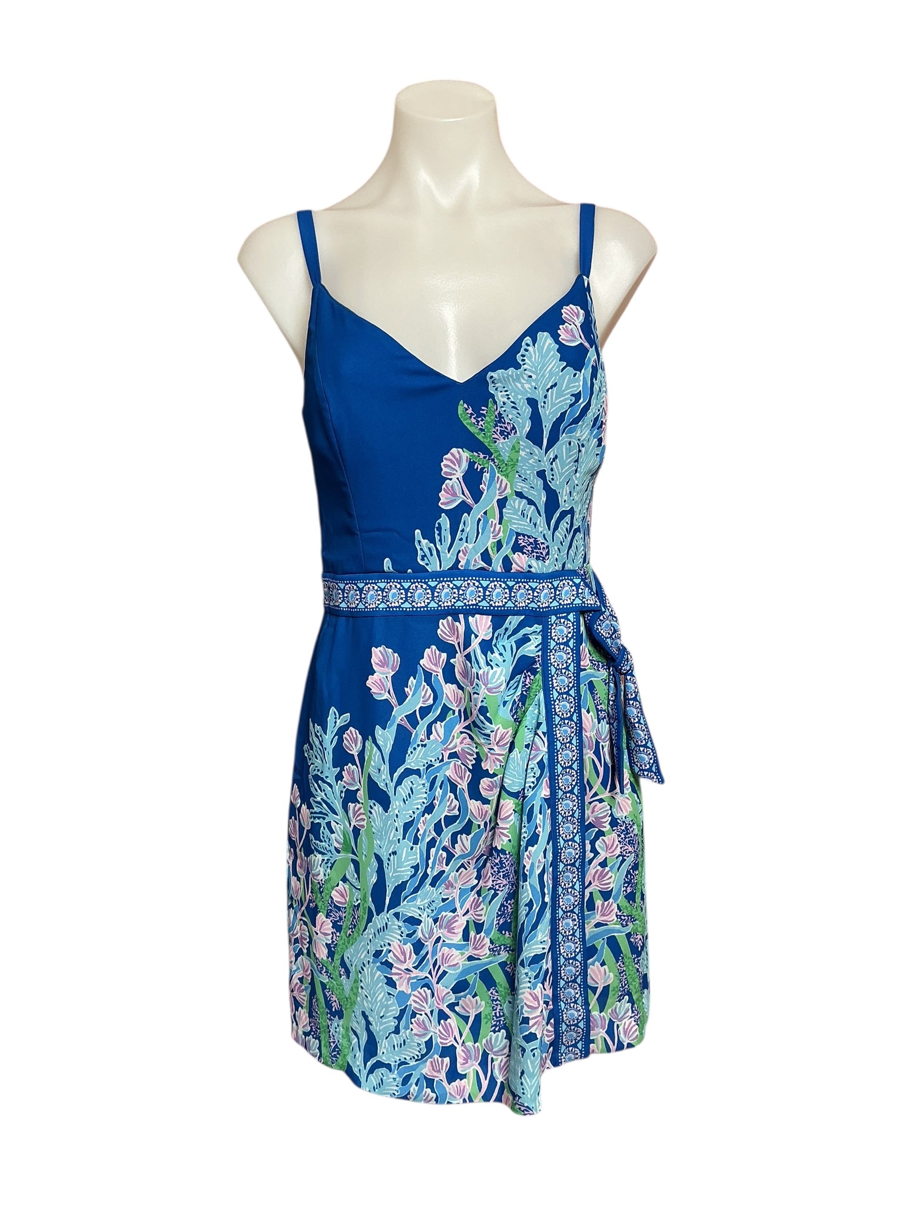 Lilly Pulitzer NWT Nettie Skirted Romper - Barton Blue Seacret Escape Engineered Romper - Size 4