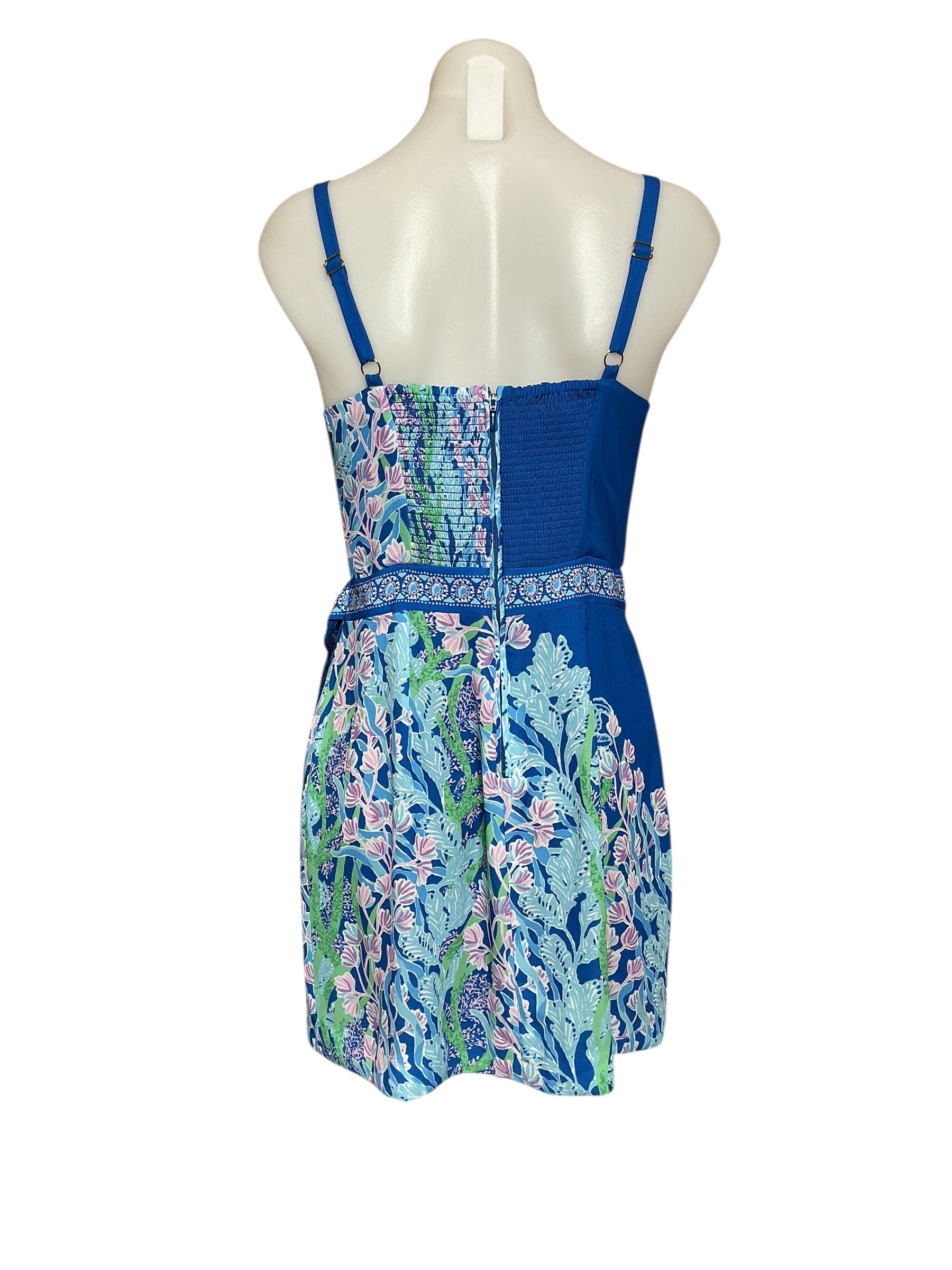 Lilly Pulitzer NWT Nettie Skirted Romper - Barton Blue Seacret Escape Engineered Romper - Size 4