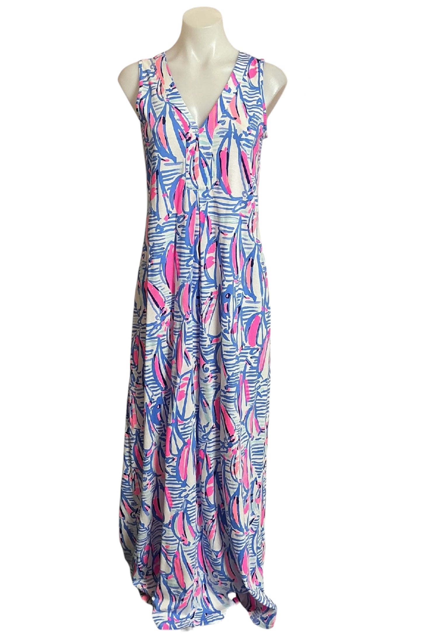 Lilly Pulitzer Amina Maxi Dress - Blue Haven Pop Up Red Right Return - Size XS