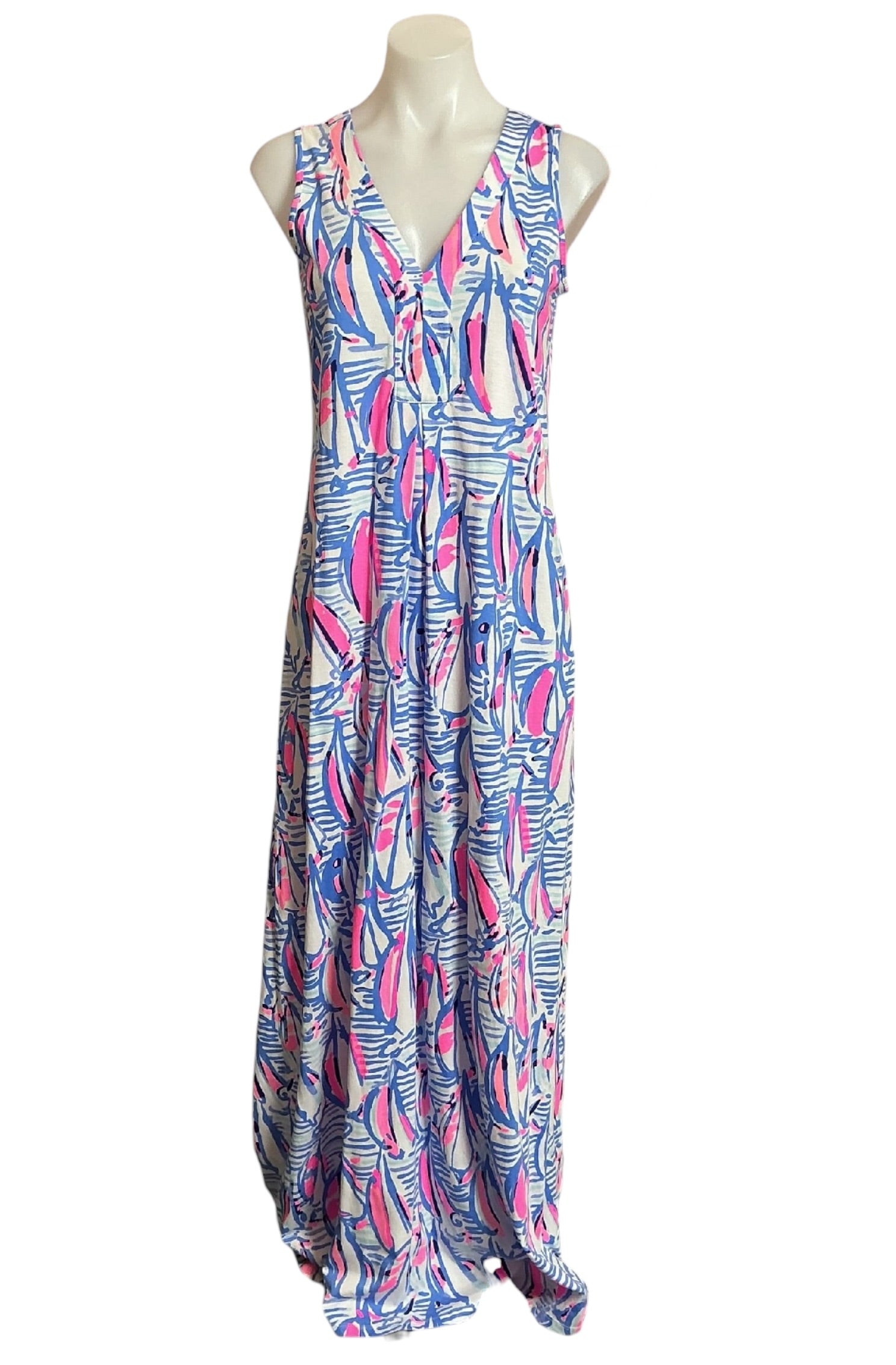 Lilly Pulitzer Amina Maxi Dress - Blue Haven Pop Up Red Right Return - Size XS