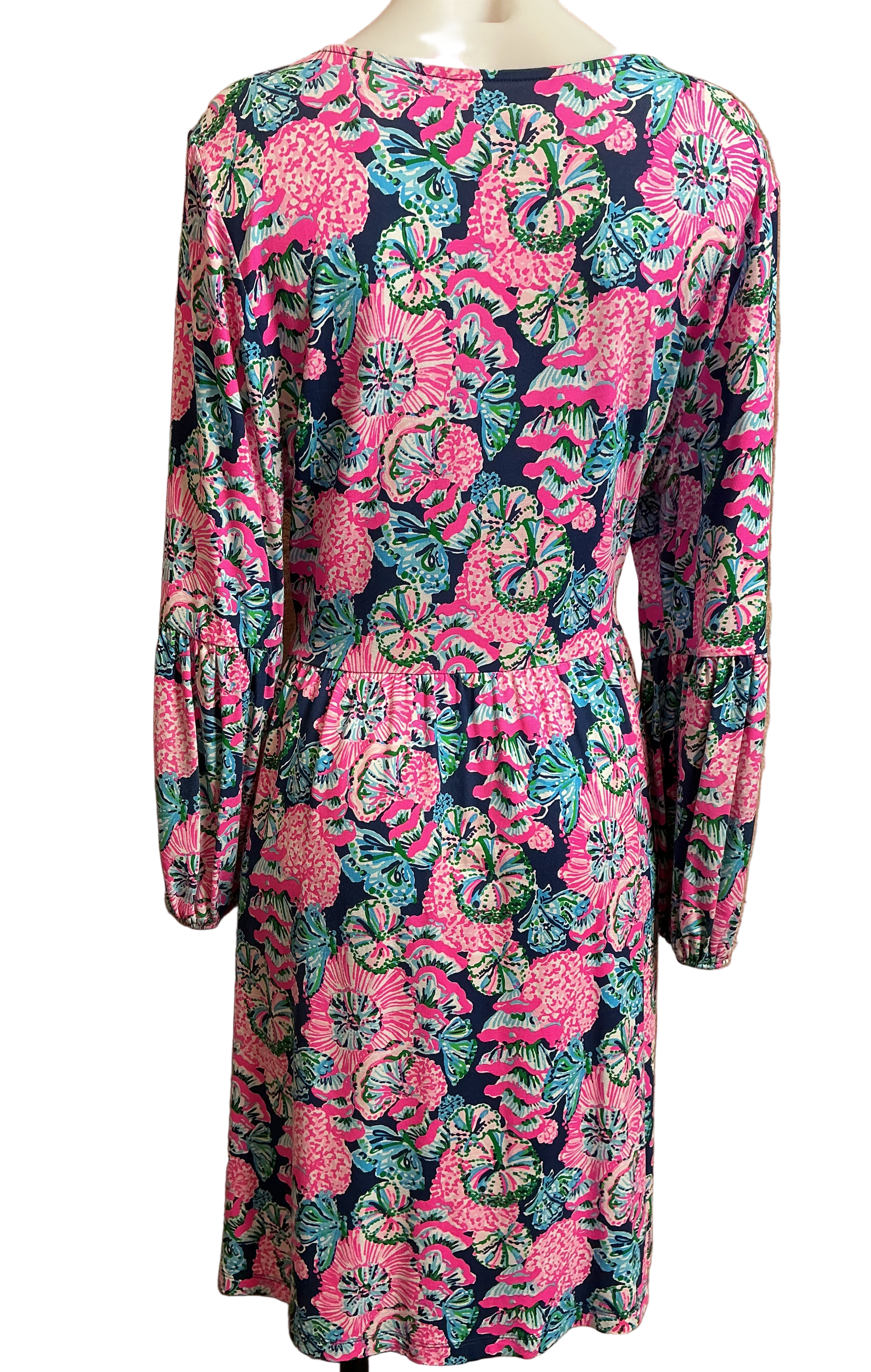 Lilly Pulitzer Auralia 3/4 Sleeve Dress - Oyster Bay Navy Shroom With A View - Size L